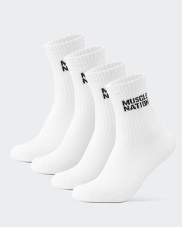 Womens Essential Crew Socks (2x Pack) - White-Socks-White-AC092310WHT-ONE-MNAPPRL26515-1-Muscle Nation
