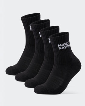 Womens Essential Crew Socks (2x Pack) - Black-Socks-Black-AC092310BLK-ONE-MNAPPRL26517-1-Muscle Nation