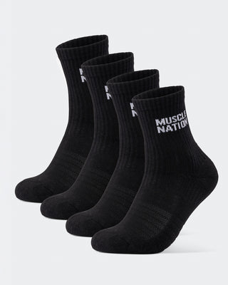 Womens Essential Crew Socks (2x Pack) - Black-Socks-Black-AC092310BLK-ONE-MNAPPRL26517-1-Muscle Nation