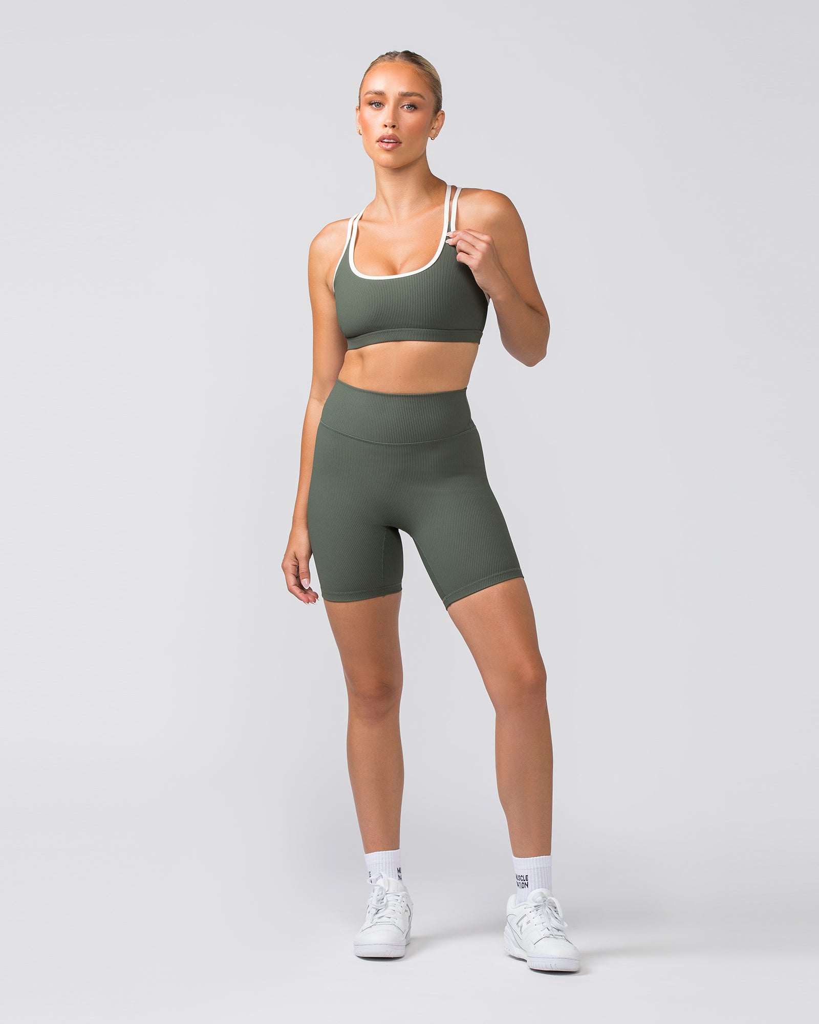 Zero Rise Rib Bike Shorts - Eucalyptus-Shorts-XXS-042304EUYPTS-XXS-MNAPPRL29851-6-Muscle Nation