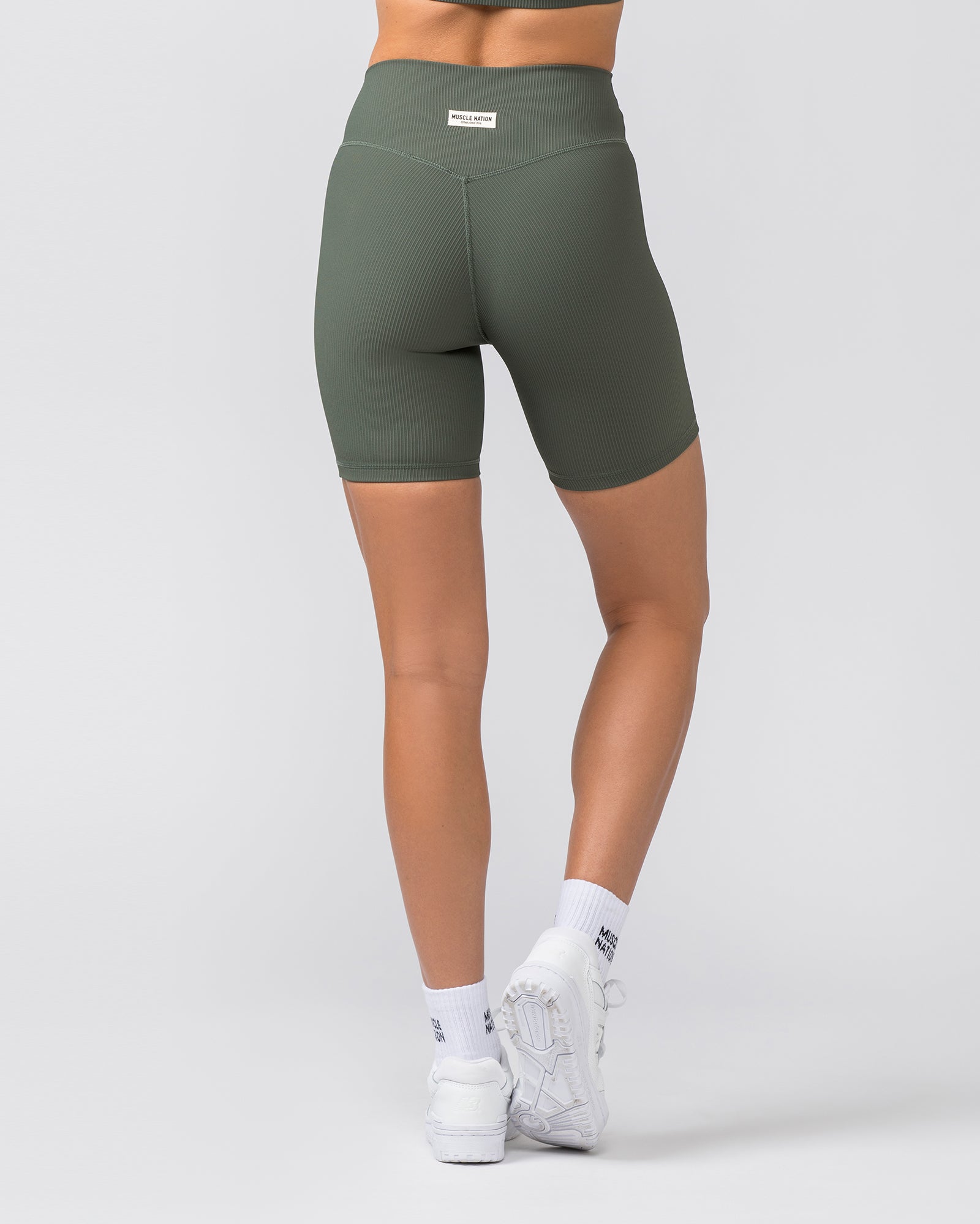 Zero Rise Rib Bike Shorts - Eucalyptus-Shorts-XXS-042304EUYPTS-XXS-MNAPPRL29851-5-Muscle Nation