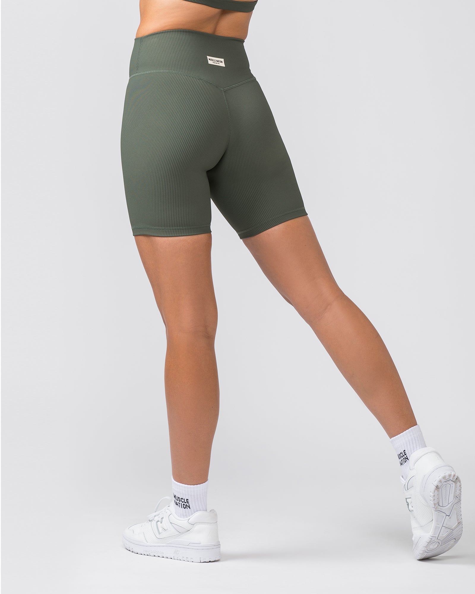 Zero Rise Rib Bike Shorts - Eucalyptus-Shorts-XXS-042304EUYPTS-XXS-MNAPPRL29851-4-Muscle Nation