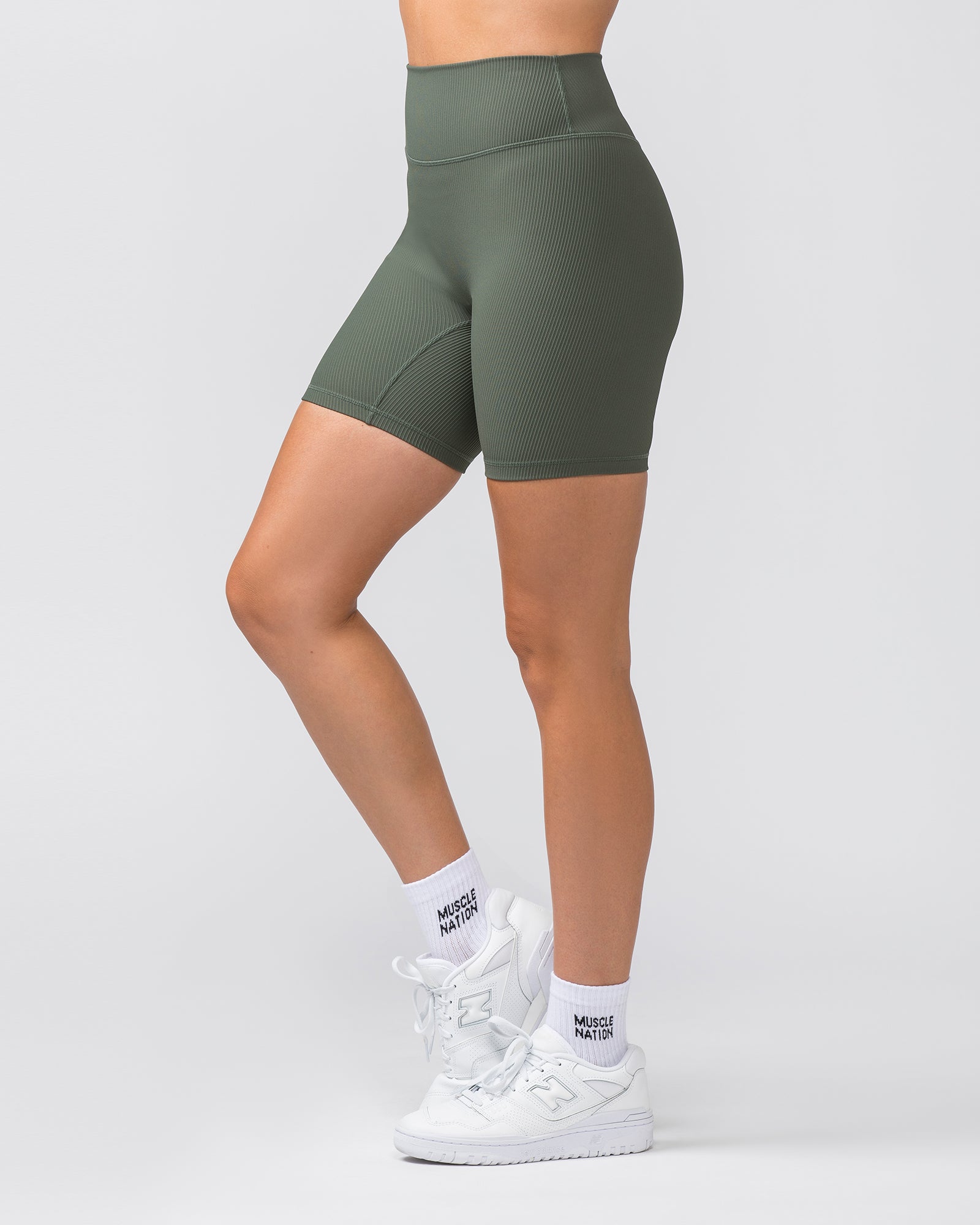 Zero Rise Rib Bike Shorts - Eucalyptus-Shorts-XXS-042304EUYPTS-XXS-MNAPPRL29851-3-Muscle Nation