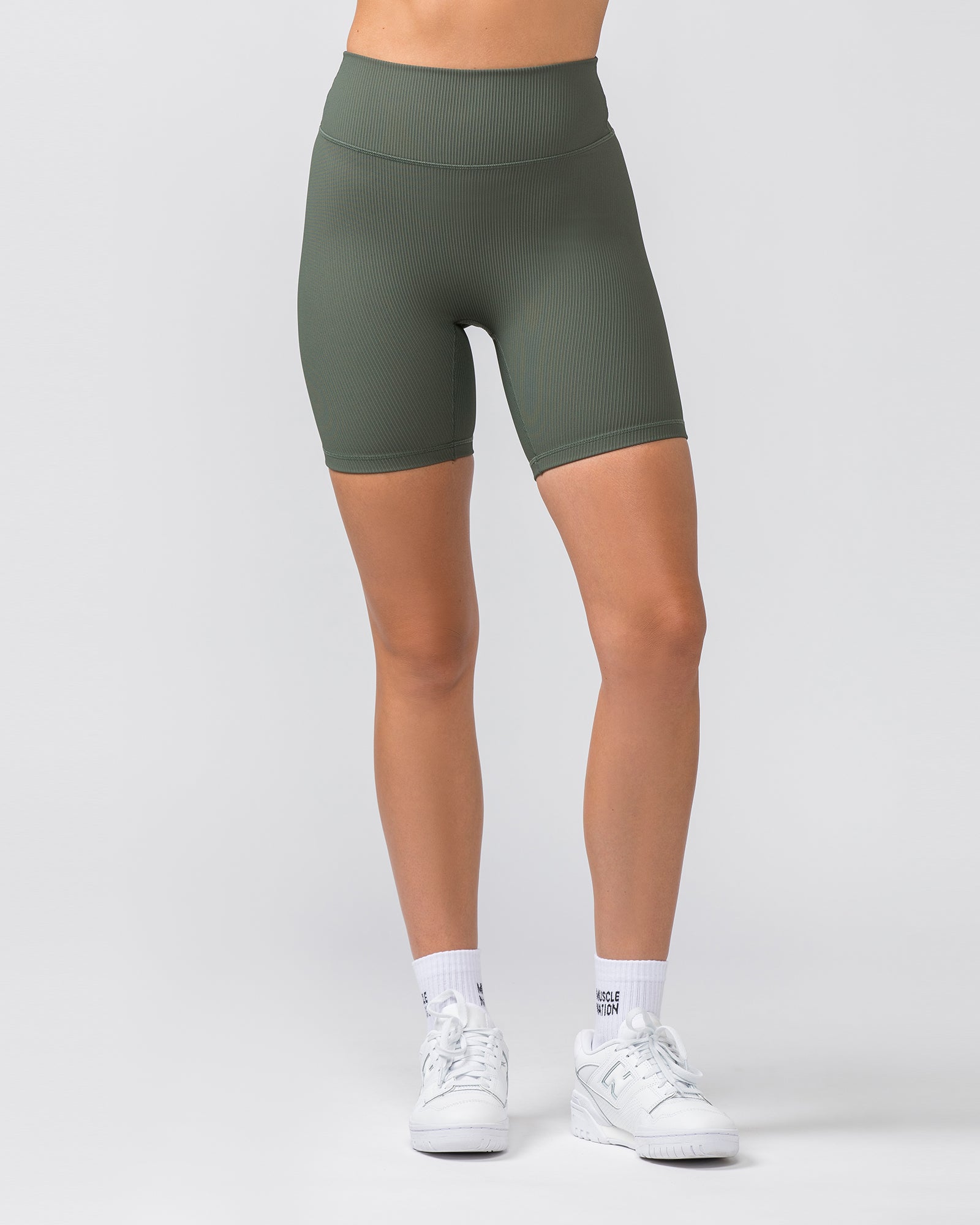 Zero Rise Rib Bike Shorts - Eucalyptus-Shorts-XXS-042304EUYPTS-XXS-MNAPPRL29851-2-Muscle Nation