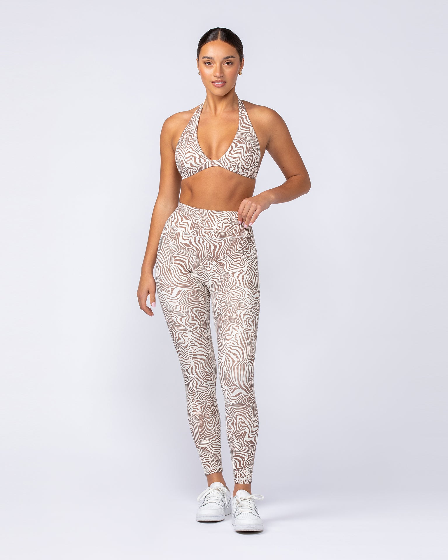 Zero Rise Rib Ankle Length Leggings - Cinnamon Zebra-Leggings-XXS-112421CINZEB-XXS-MNAPPRL33253-7-Muscle Nation