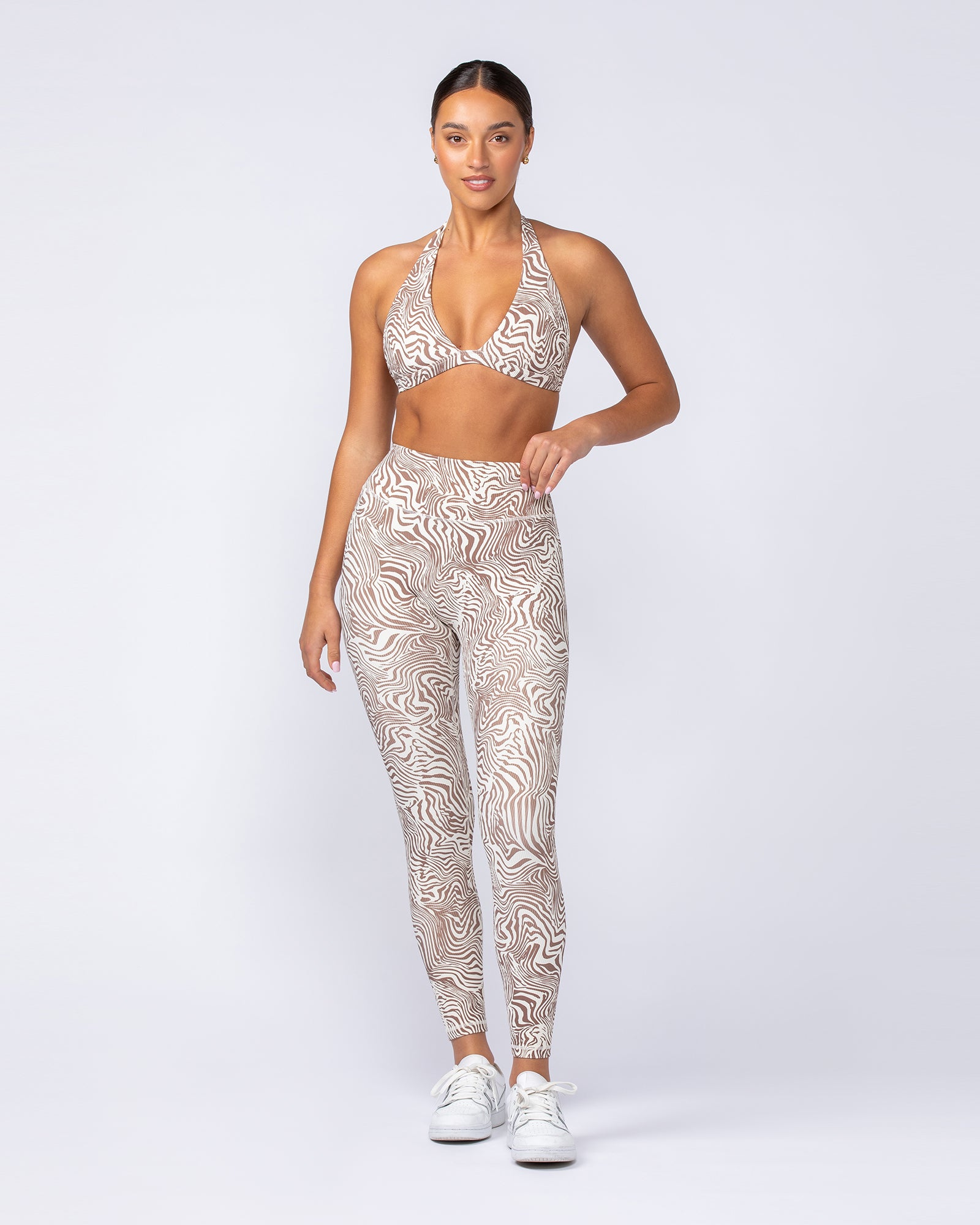 Zero Rise Rib Ankle Length Leggings - Cinnamon Zebra-Leggings-XXS-112421CINZEB-XXS-MNAPPRL33253-7-Muscle Nation