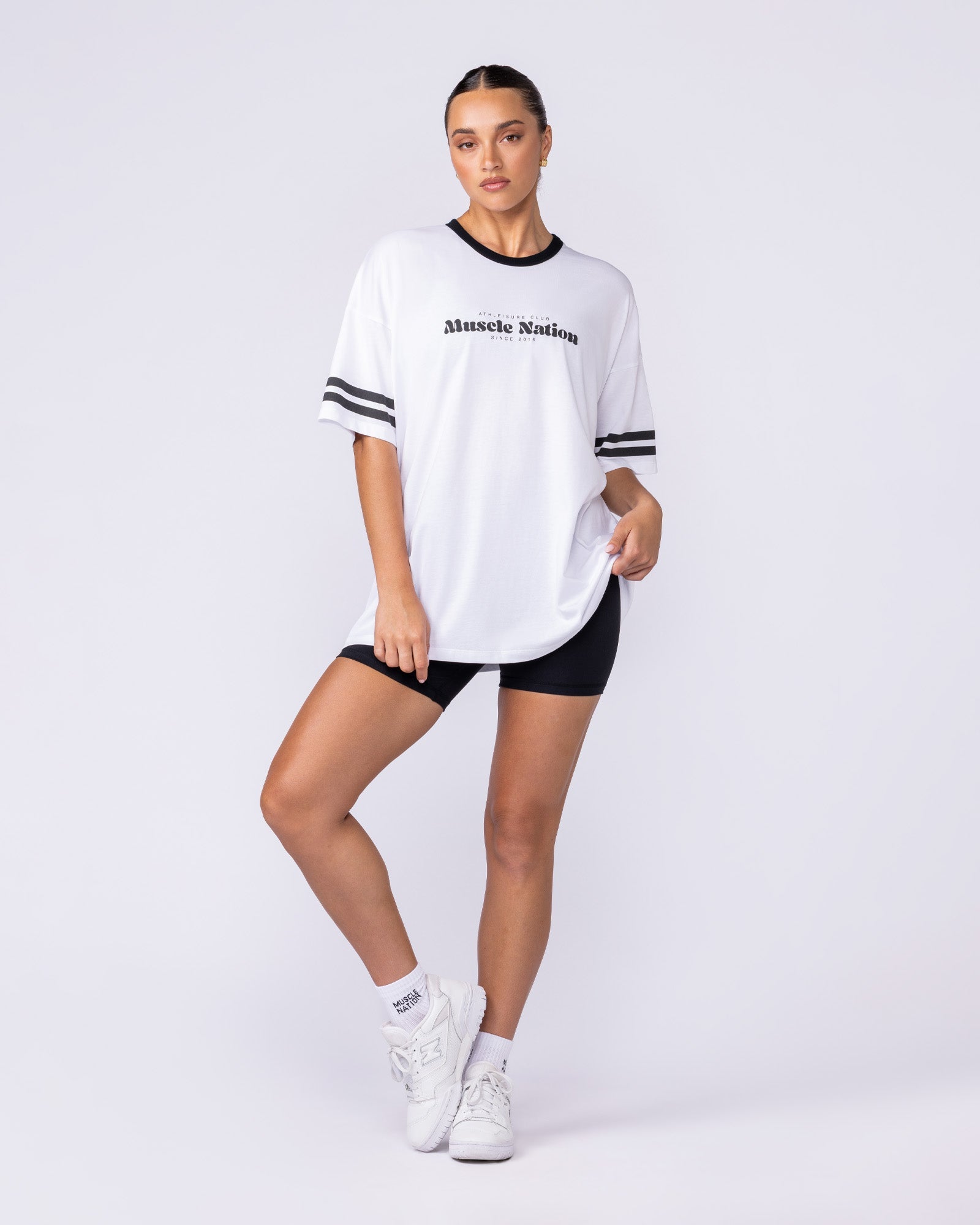 MN Club Oversized Tee - White-T-Shirts-XXS-1125170WHT-XXS-MNAPPRL46344-6-Muscle Nation