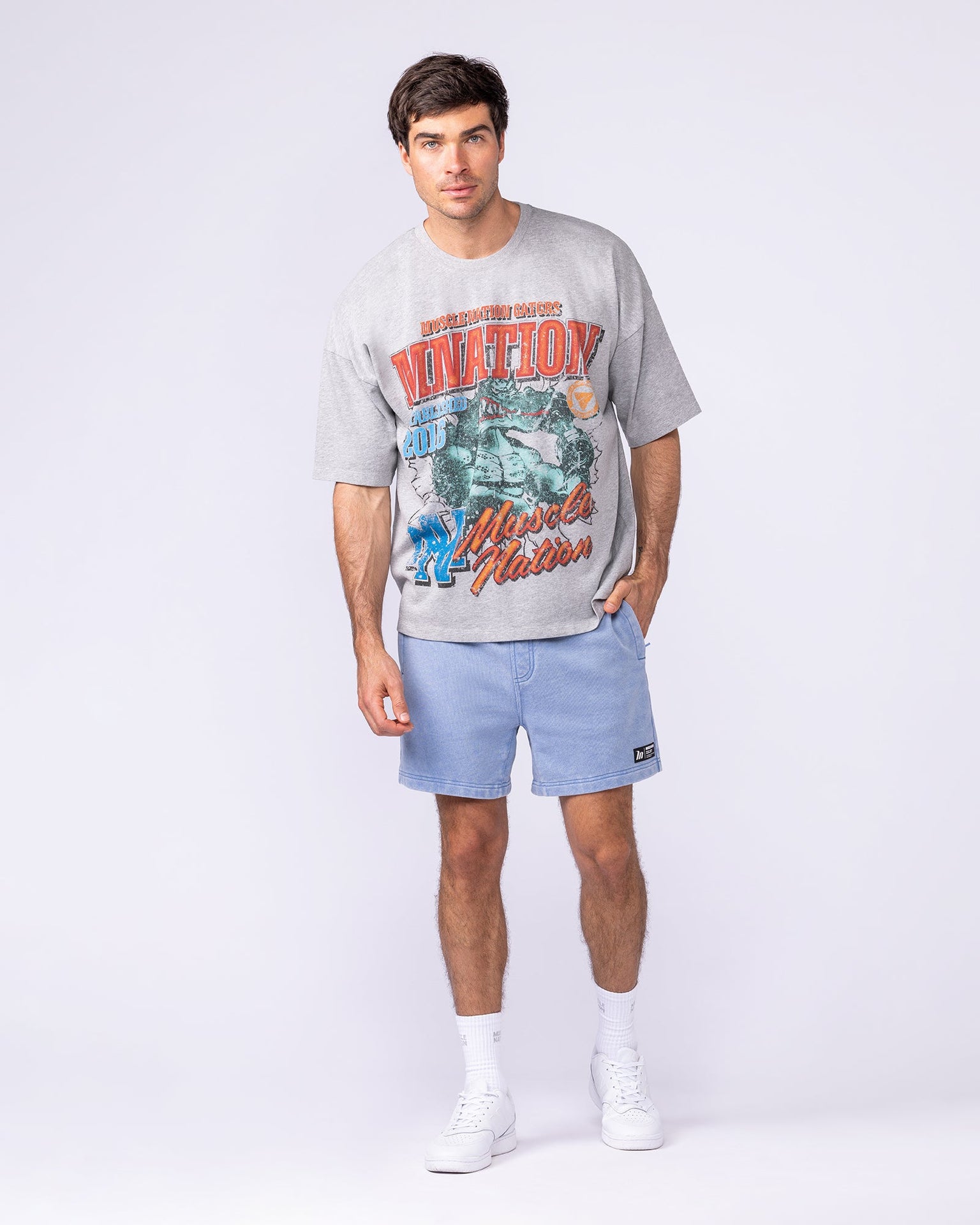 Gators Oversized Boxy Tee - Light Grey Marl-T-Shirts-XS-1125185LTGRYMRL-XS-MNAPPRL47555-5-Muscle Nation