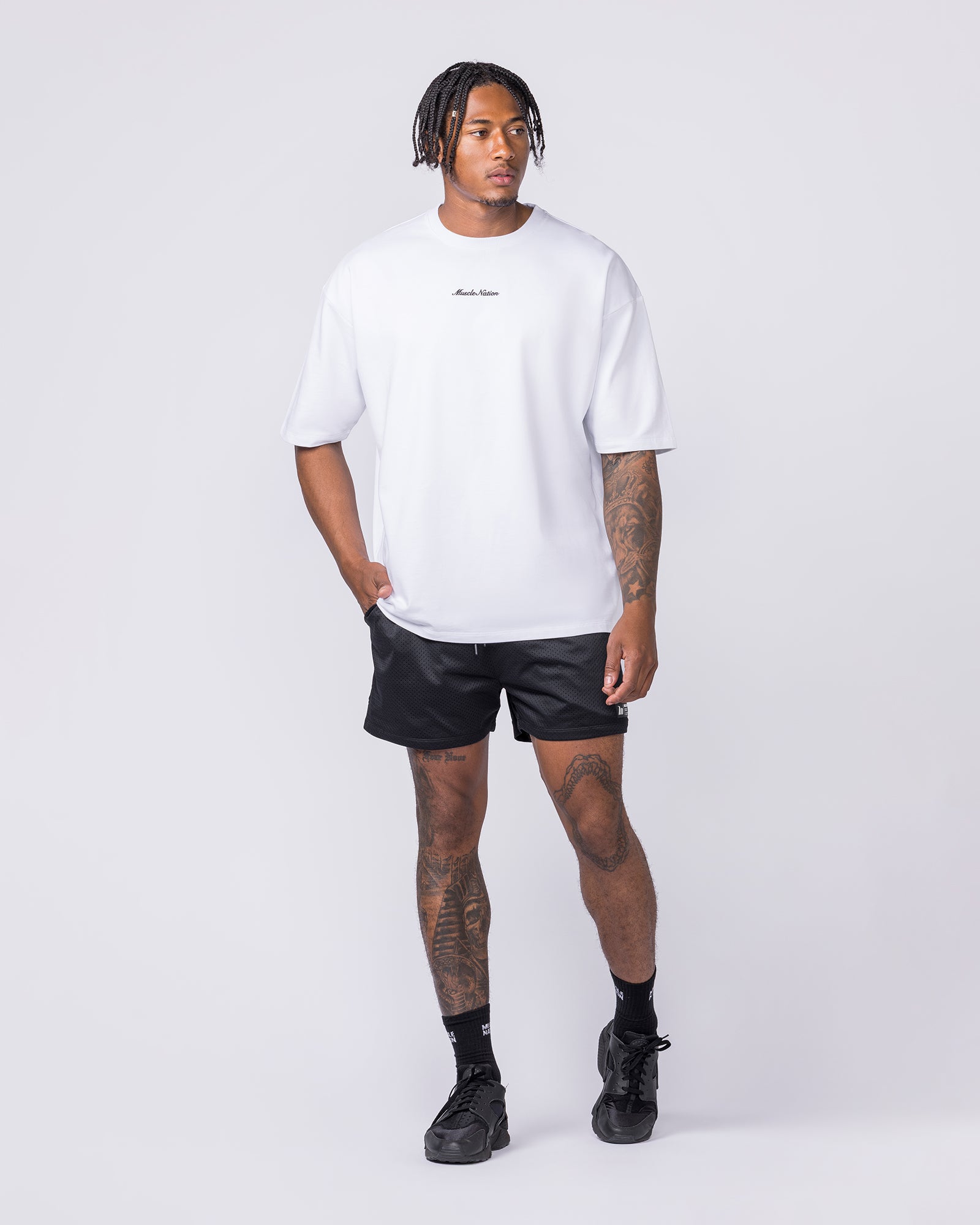 MN Loopback Oversized Tee - White-T-Shirts-XS-012610WHT-XS-MNAPPRL48180-6-Muscle Nation