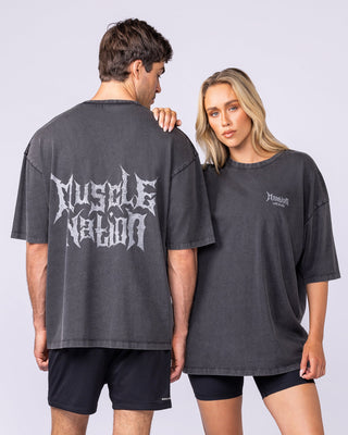 MN Metal Oversized Vintage Tee - Washed Black-T-Shirts-XS-1125135WSHBLK-XS-MNAPPRL47563-7-Muscle Nation