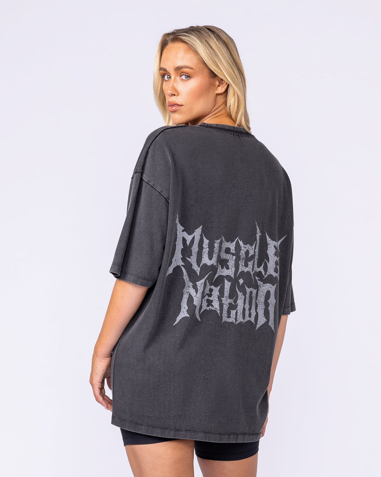 Metal Oversized Vintage Tee - Washed Black-T-Shirts-XS-1125135WSHBLK-XS-MNAPPRL47563-8-Muscle Nation
