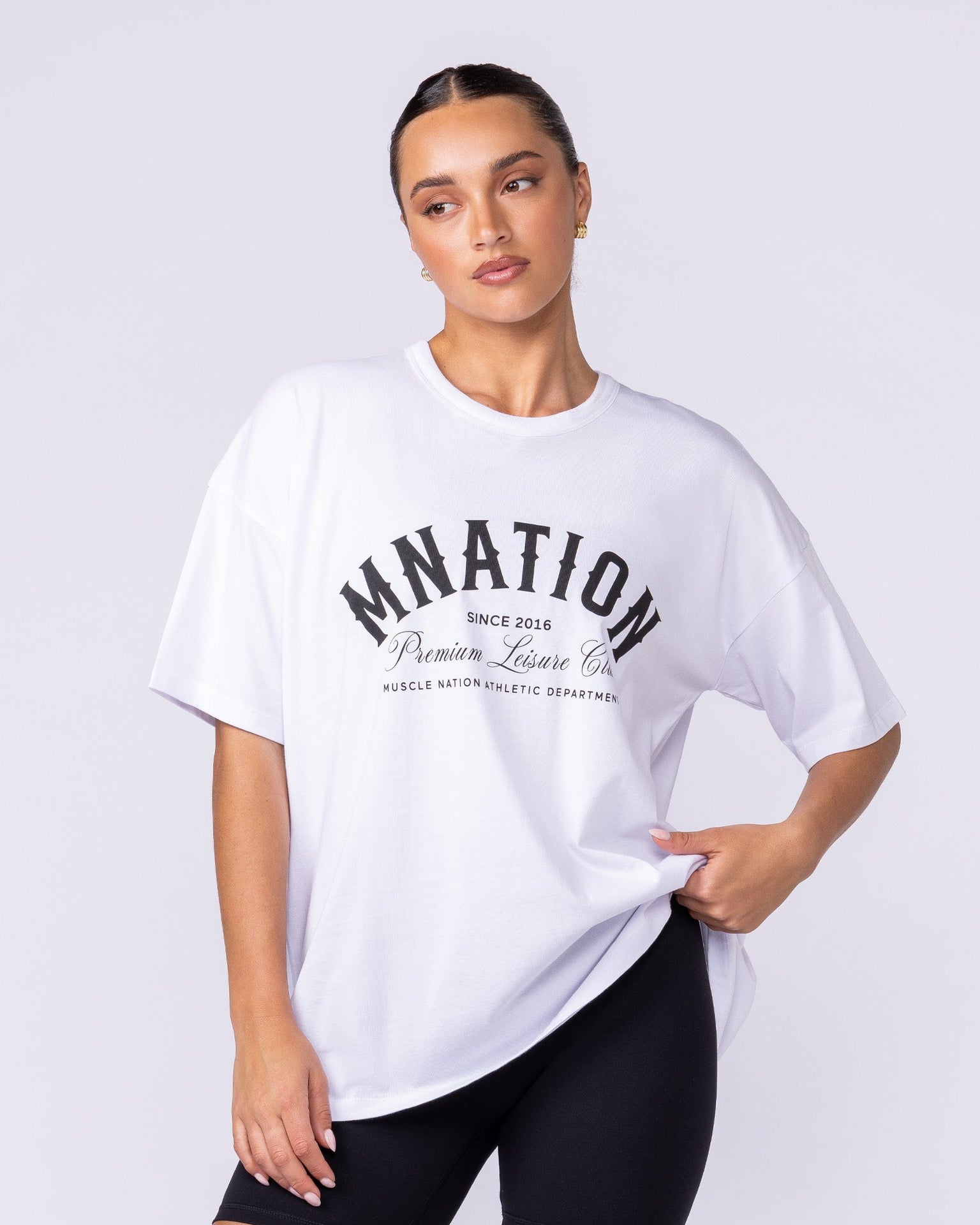 MN Saloon Oversized Tee - White-T-Shirts-XXS-1125171WHT-XXS-MNAPPRL45048-3-Muscle Nation