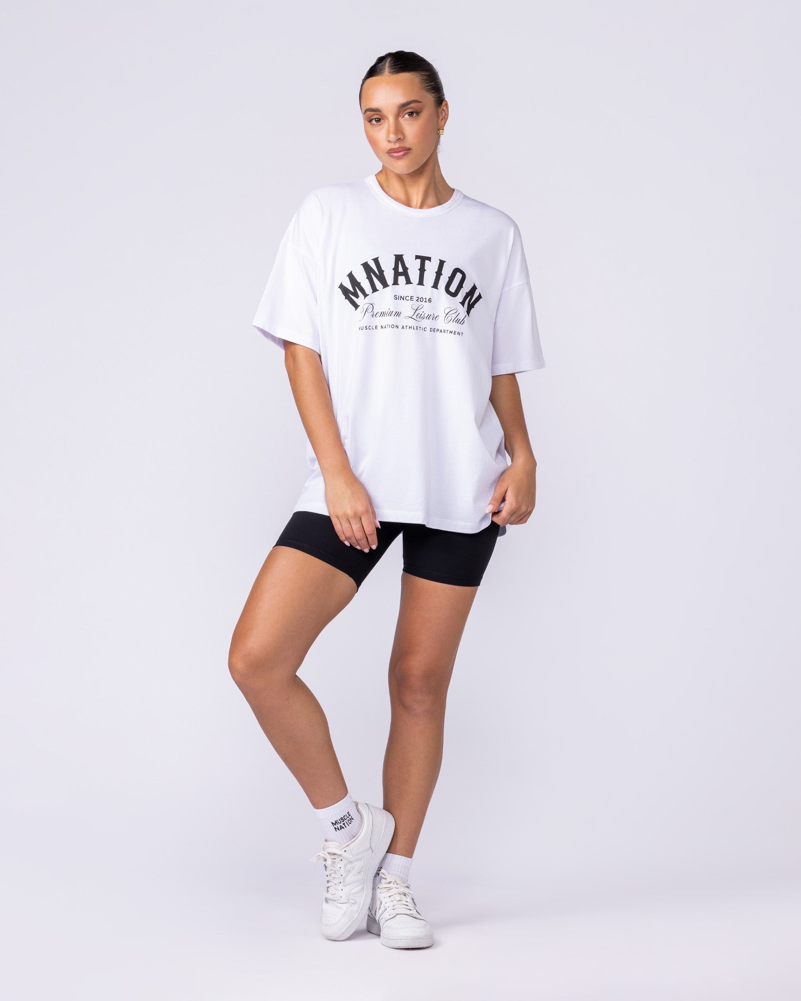 MN Saloon Oversized Tee - White-T-Shirts-XXS-1125171WHT-XXS-MNAPPRL45048-6-Muscle Nation