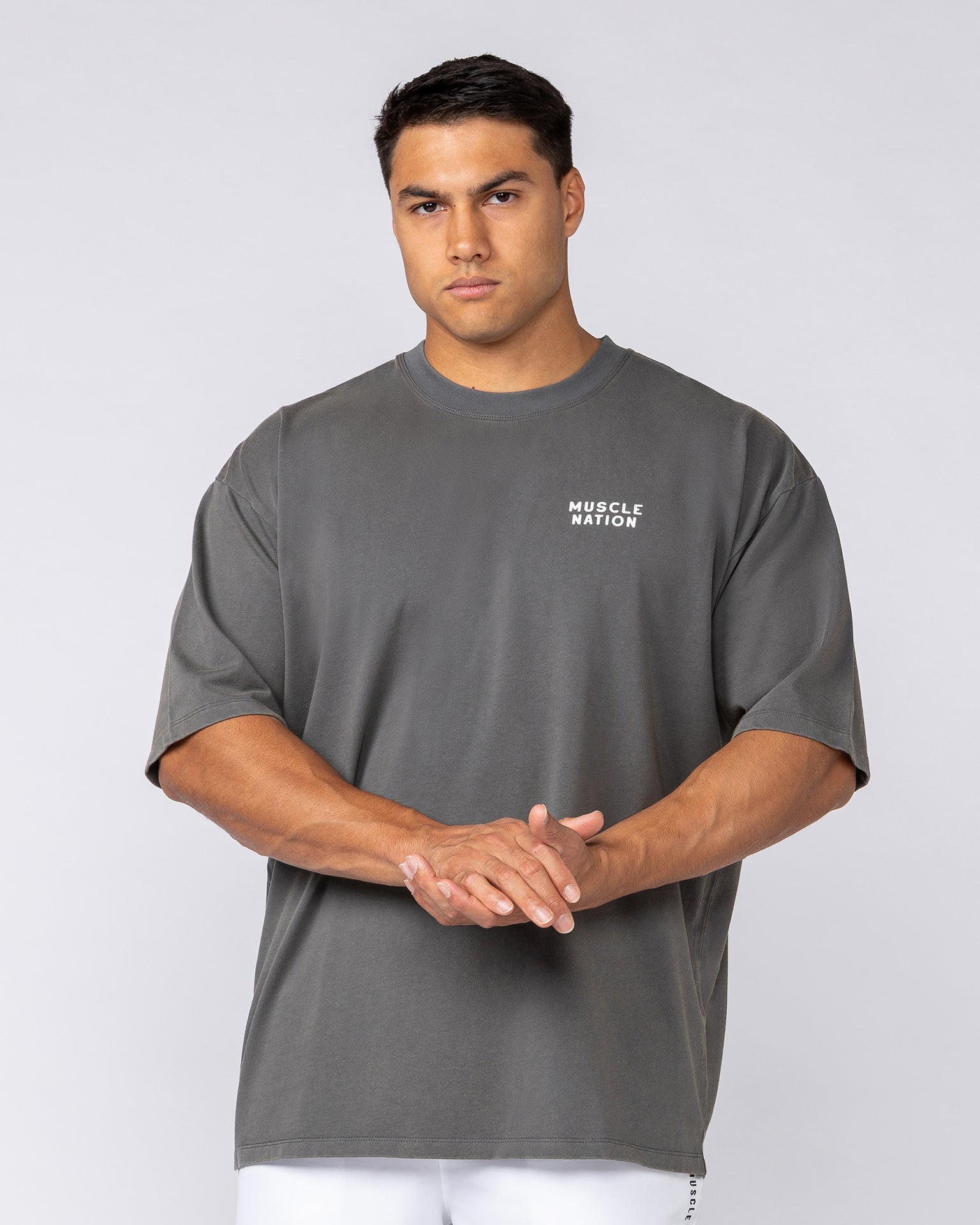 MNation Co Vintage Oversized Tee - Washed Charcoal-T-Shirts-XS-092520WSHTORN-XS-MNAPPRL44278-3-Muscle Nation