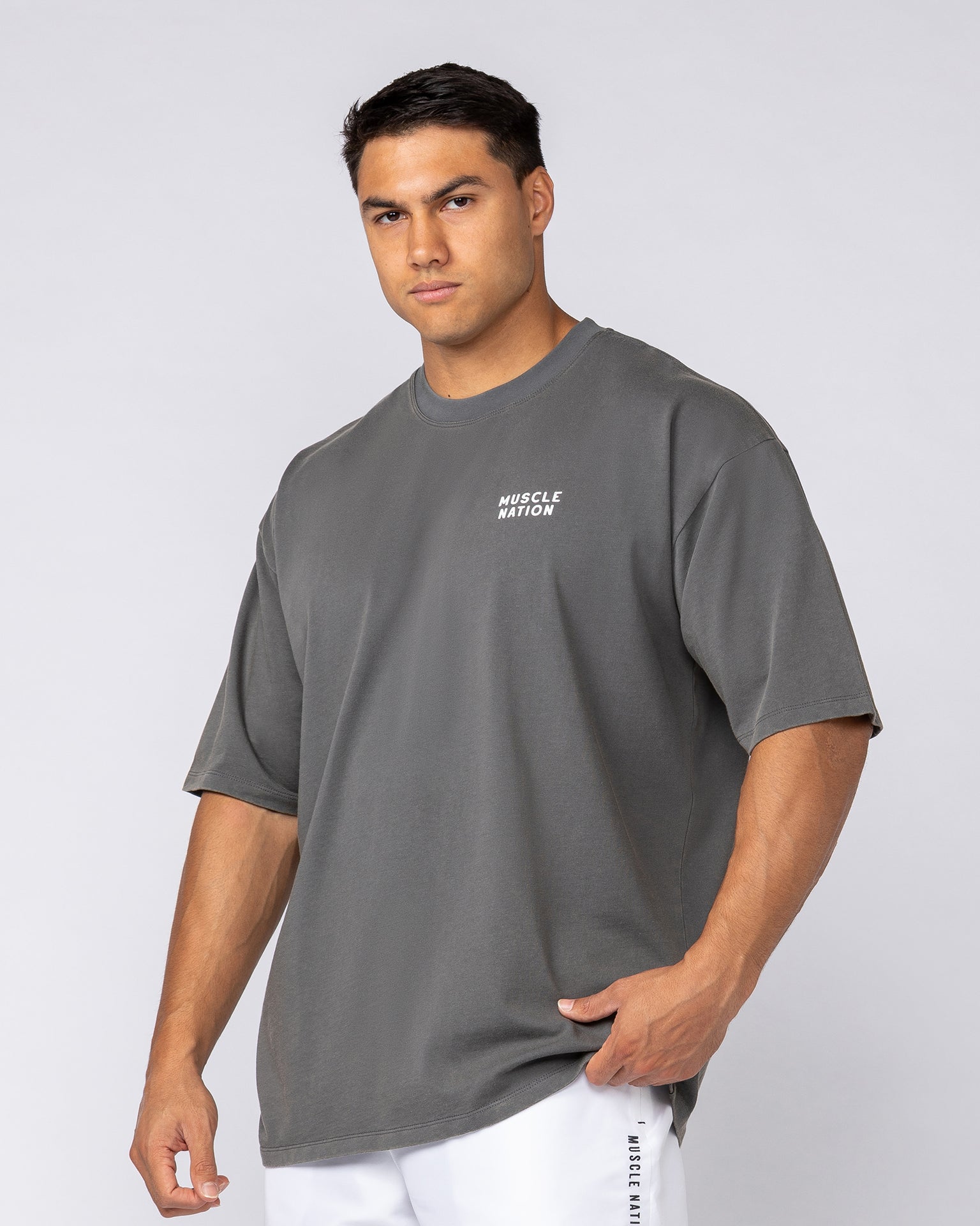 MNation Co Vintage Oversized Tee - Washed Charcoal-T-Shirts-XS-092520WSHTORN-XS-MNAPPRL44278-4-Muscle Nation