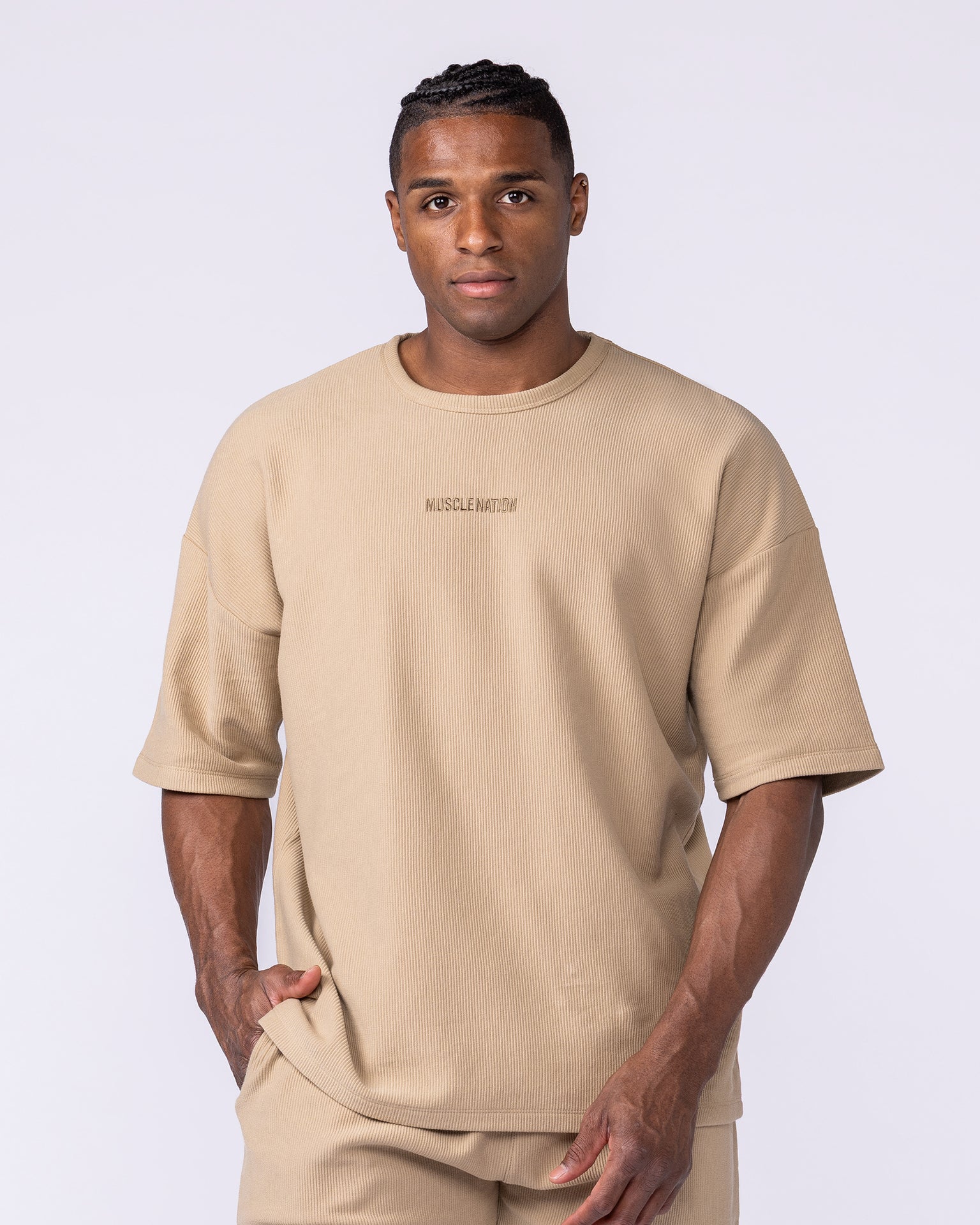 Oversized Jersey Tee - Butterscotch-Tops-S-1125223BTTRSTCH-S-MNAPPRL47592-3-Muscle Nation