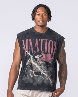 Night Rider Vintage Boxy Muscle Tank - Washed Black-Singlets & Tanks-S-022623WSHBLK-S-MNAPPRL48698-2-Muscle Nation