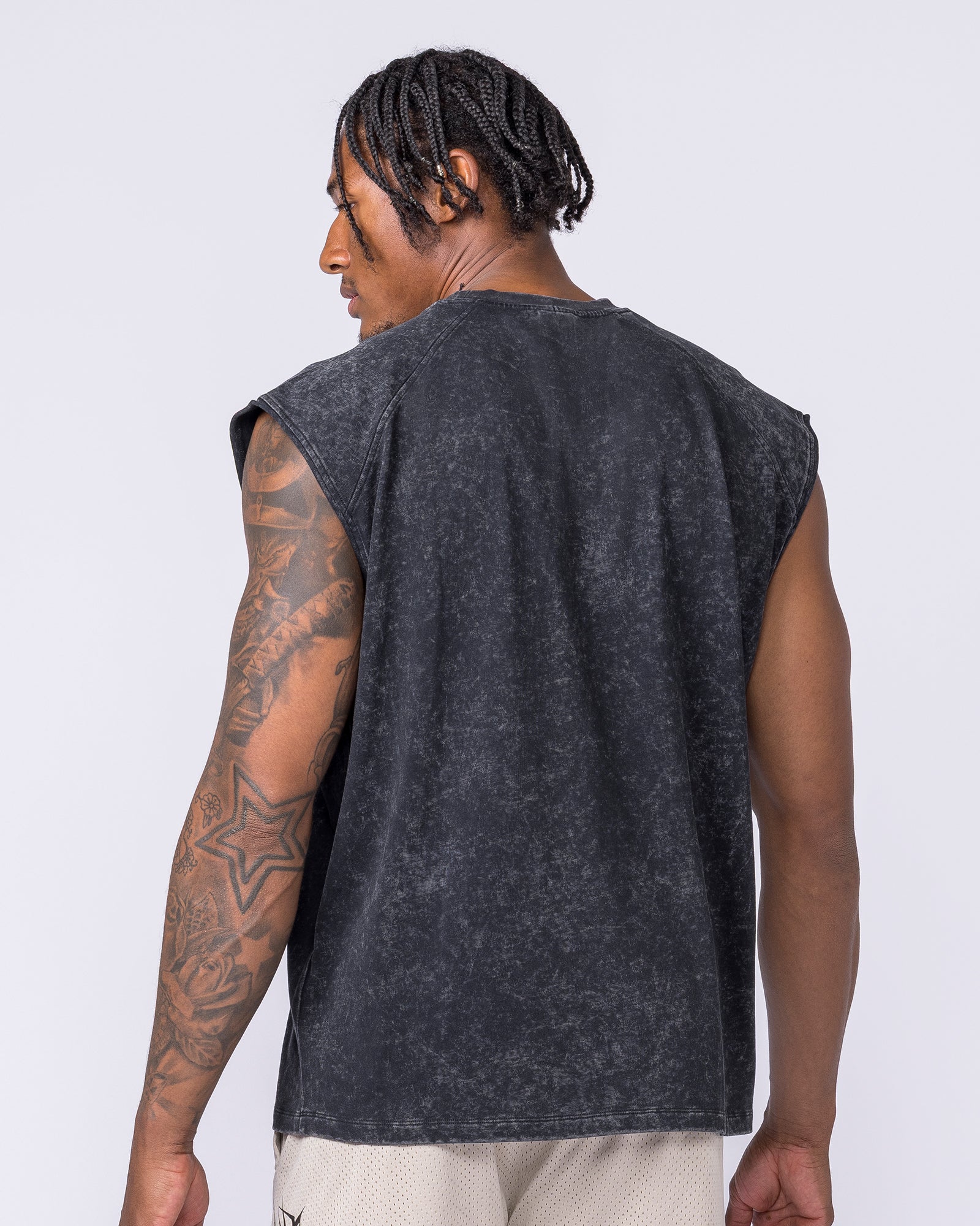 Night Rider Vintage Boxy Muscle Tank - Washed Black-Singlets & Tanks-S-022623WSHBLK-S-MNAPPRL48698-3-Muscle Nation
