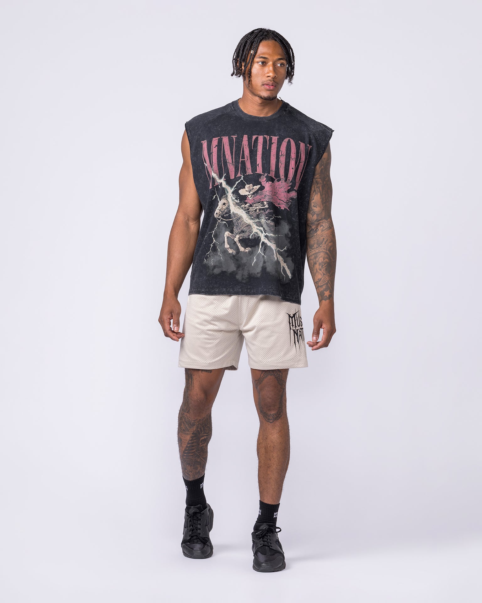Night Rider Vintage Boxy Muscle Tank - Washed Black-Singlets & Tanks-S-022623WSHBLK-S-MNAPPRL48698-6-Muscle Nation
