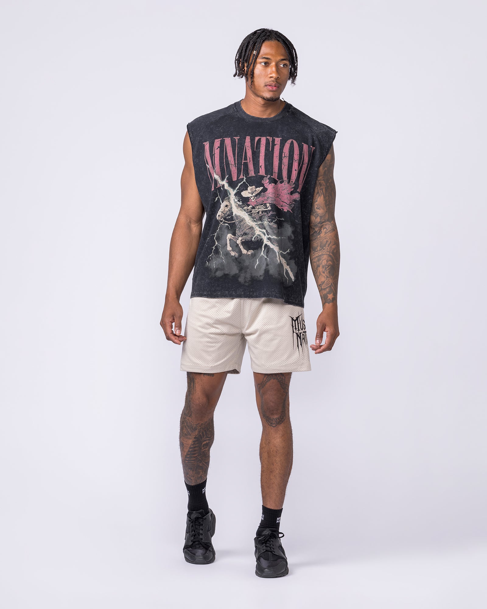 Night Rider Vintage Boxy Muscle Tank - Washed Black-Singlets & Tanks-S-022623WSHBLK-S-MNAPPRL48698-6-Muscle Nation