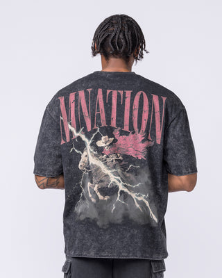 Night Rider Vintage Oversized Tee - Washed Black-T-Shirts-XXS-022624WSHBLK-XXS-MNAPPRL48705-2-Muscle Nation