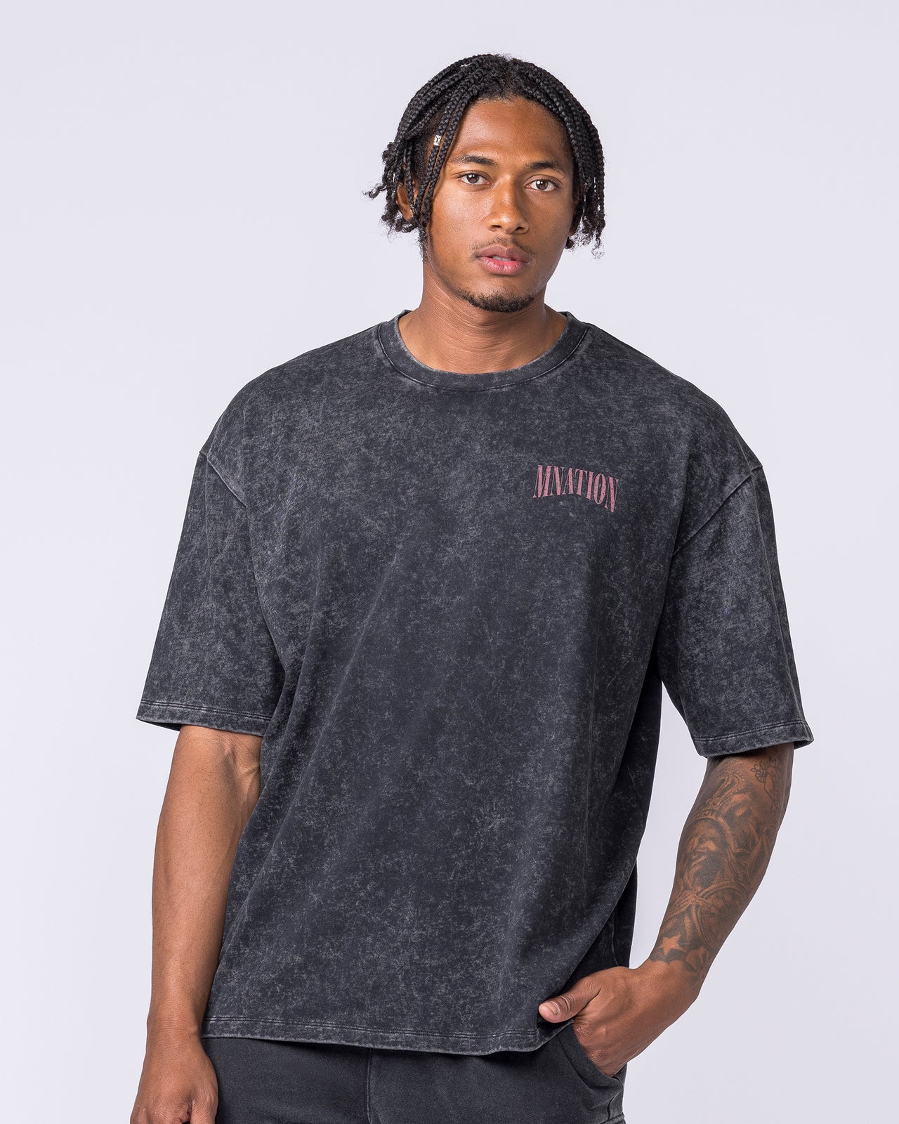 Night Rider Vintage Oversized Tee - Washed Black-T-Shirts-XXS-022624WSHBLK-XXS-MNAPPRL48705-3-Muscle Nation