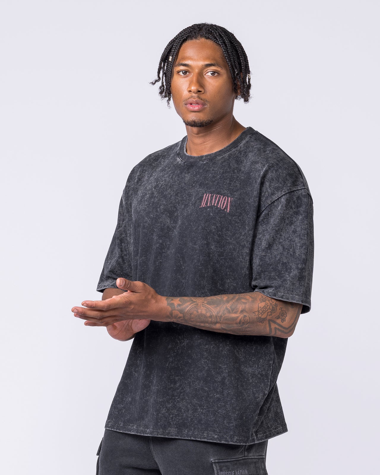 Night Rider Vintage Oversized Tee - Washed Black-T-Shirts-XXS-022624WSHBLK-XXS-MNAPPRL48705-4-Muscle Nation