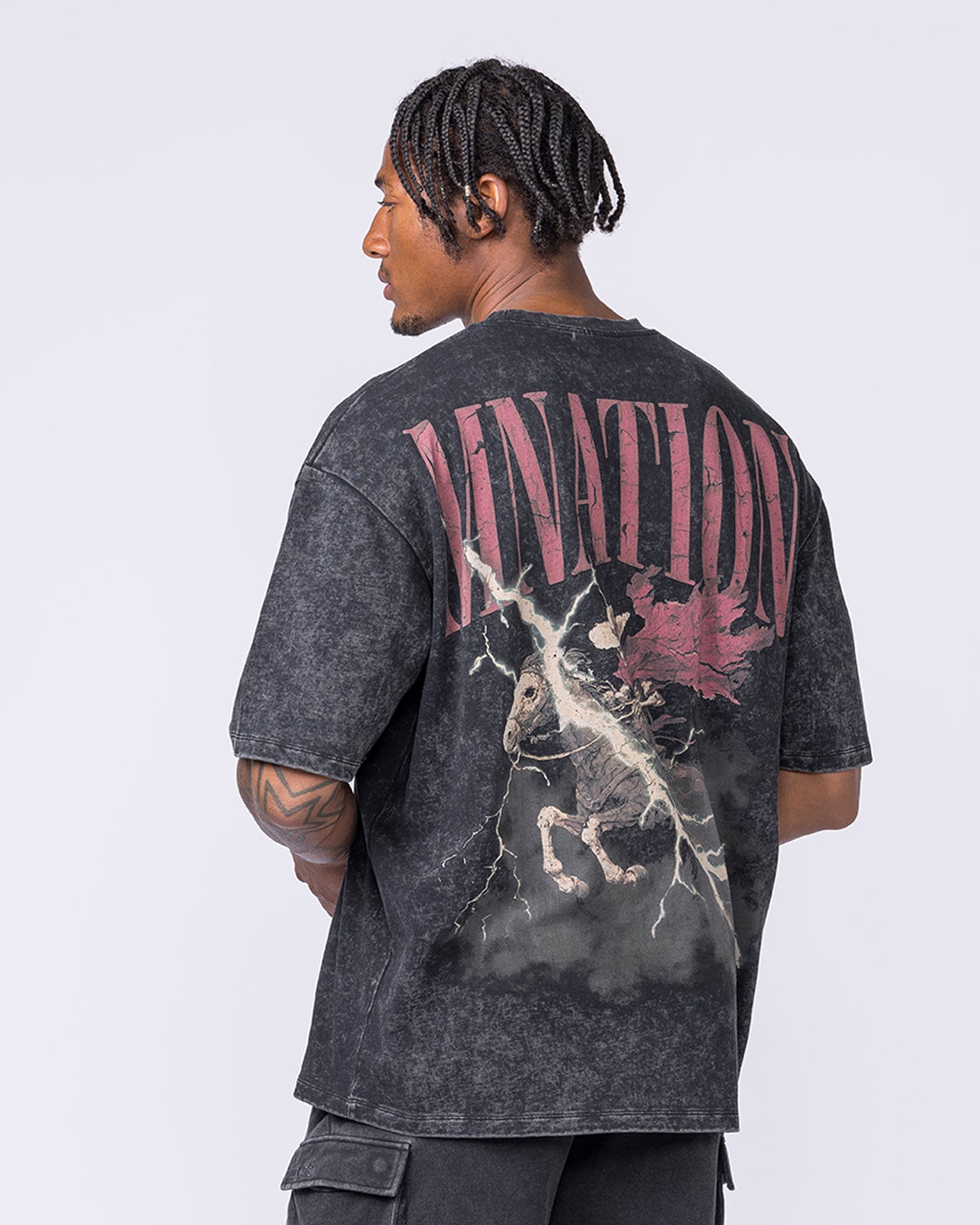 Night Rider Vintage Oversized Tee - Washed Black-T-Shirts-XXS-022624WSHBLK-XXS-MNAPPRL48705-5-Muscle Nation