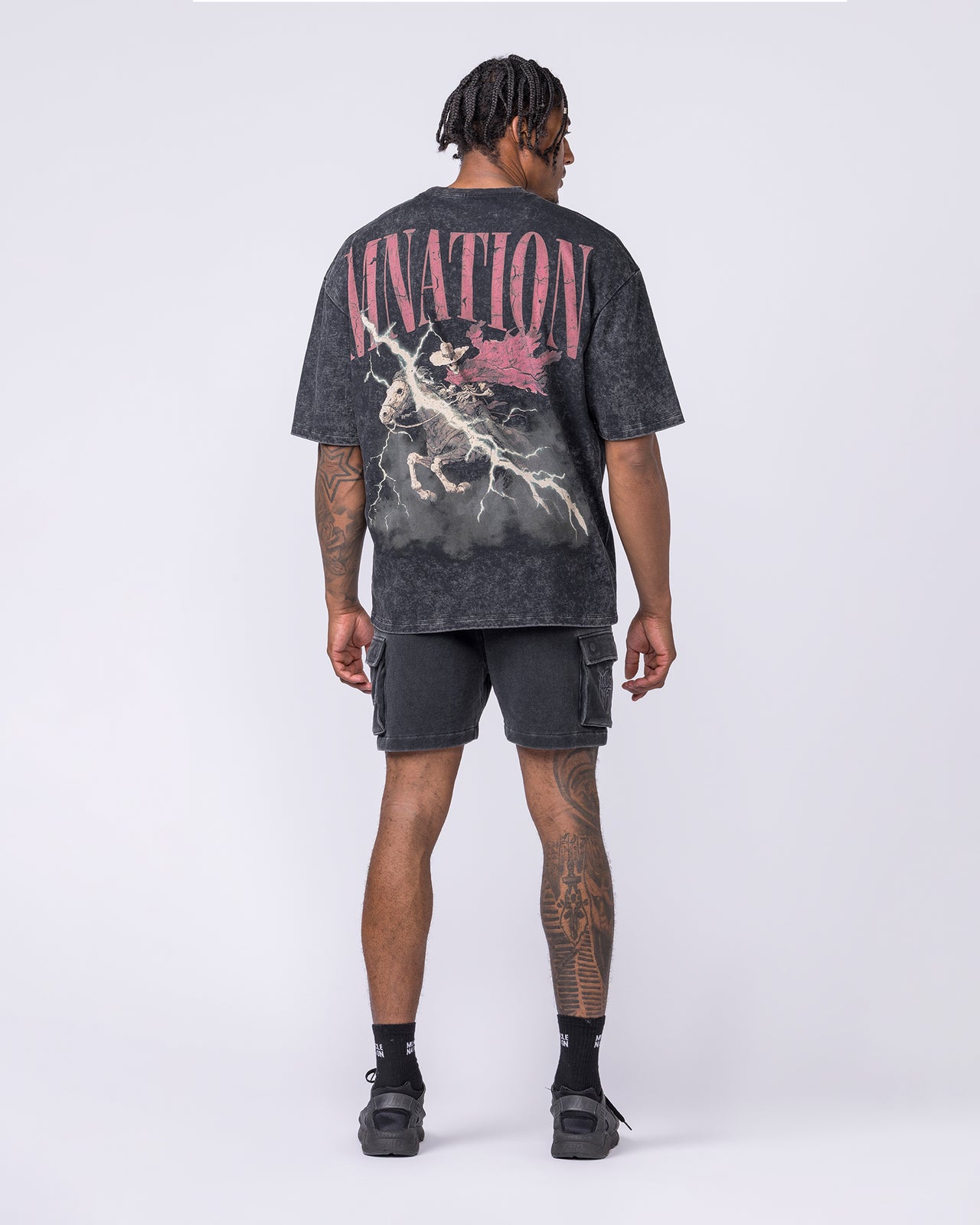Night Rider Vintage Oversized Tee - Washed Black-T-Shirts-XXS-022624WSHBLK-XXS-MNAPPRL48705-6-Muscle Nation