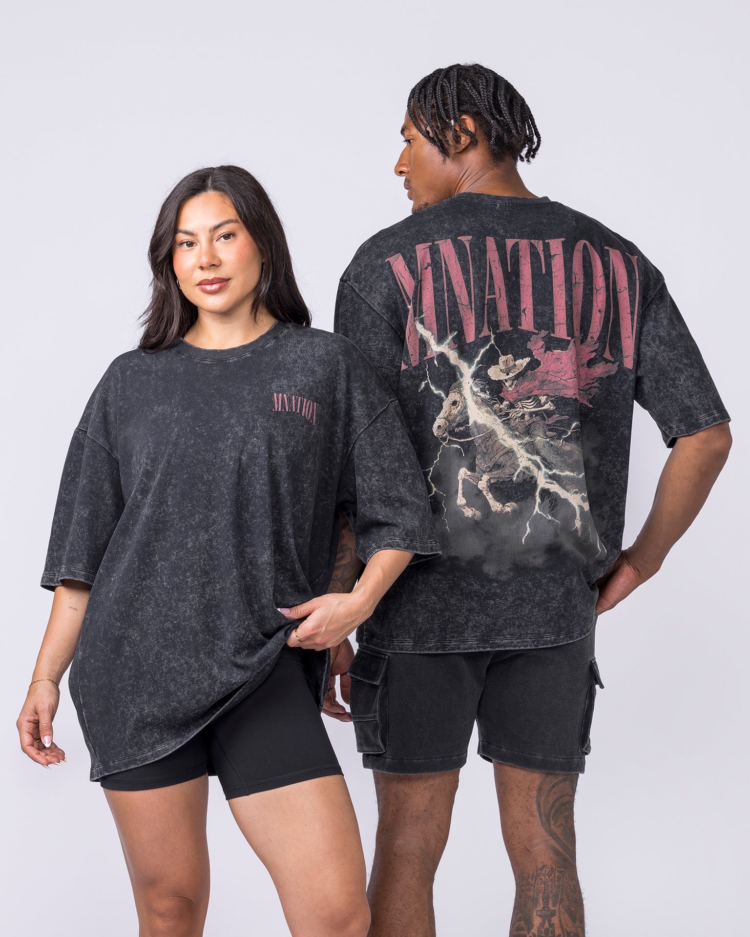 Night Rider Vintage Oversized Tee - Washed Black-T-Shirts-XXS-022624WSHBLK-XXS-MNAPPRL48705-7-Muscle Nation