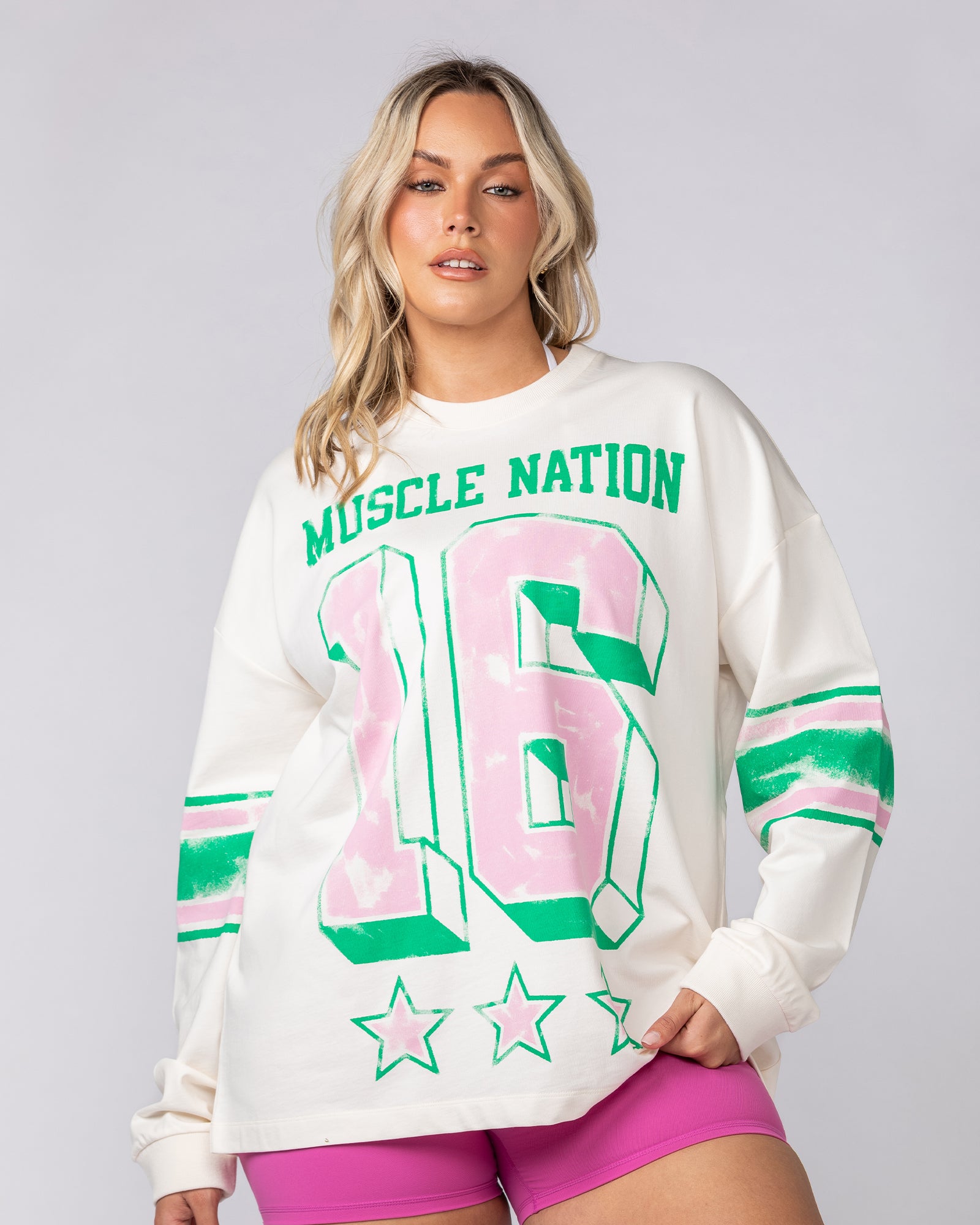 Numero Loopback Long Sleeve Top - Vanilla-Long Sleeve T-Shirts-XXS-062515VNLA-XXS-MNAPPRL43145-1-Muscle Nation