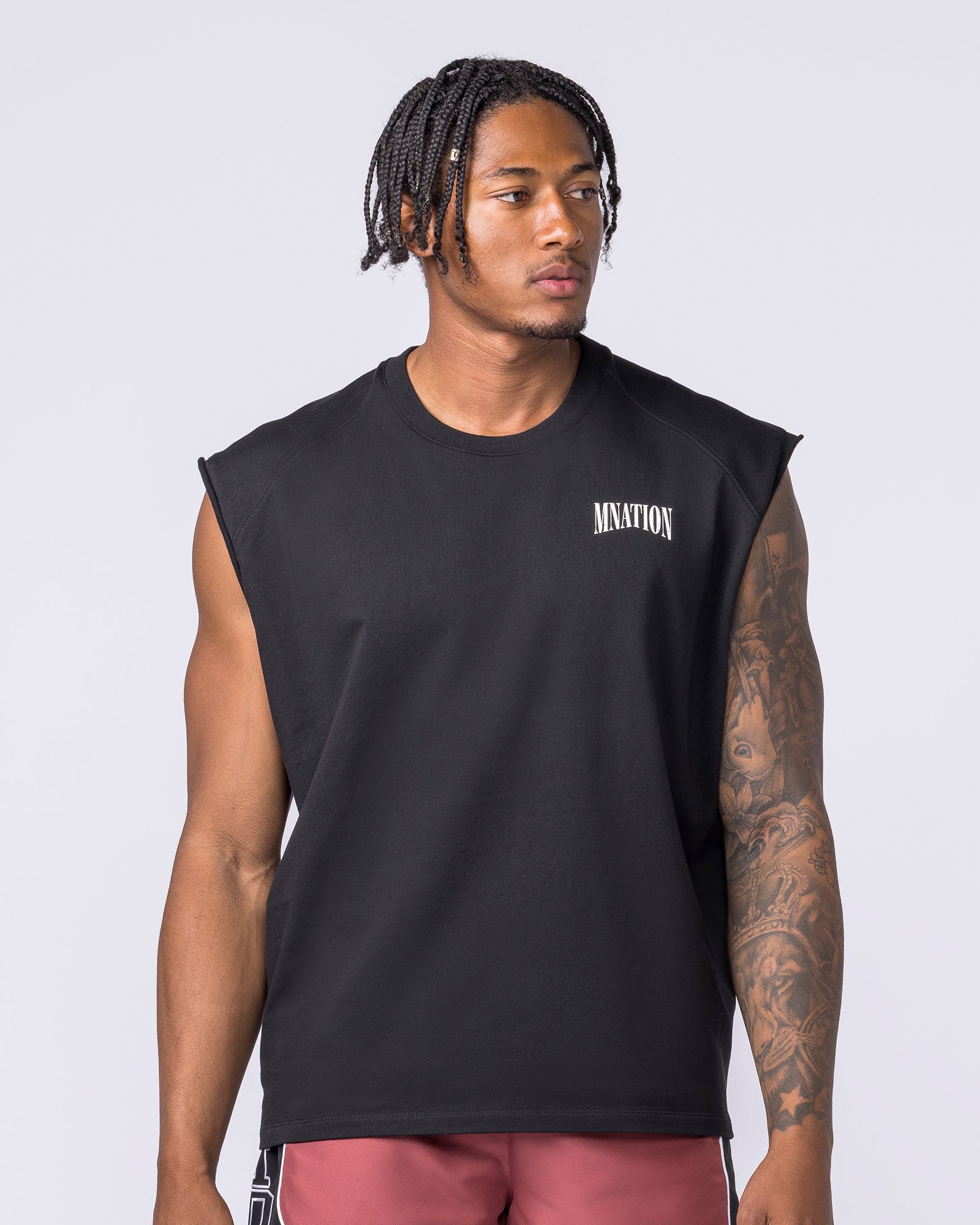 Off Duty Boxy Muscle Tank - Black-Singlets & Tanks-S-022621BLK-S-MNAPPRL48677-2-Muscle Nation