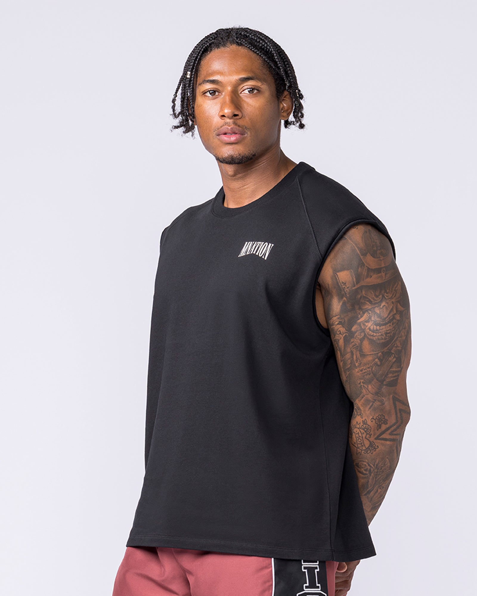 Off Duty Boxy Muscle Tank - Black-Singlets & Tanks-S-022621BLK-S-MNAPPRL48677-4-Muscle Nation