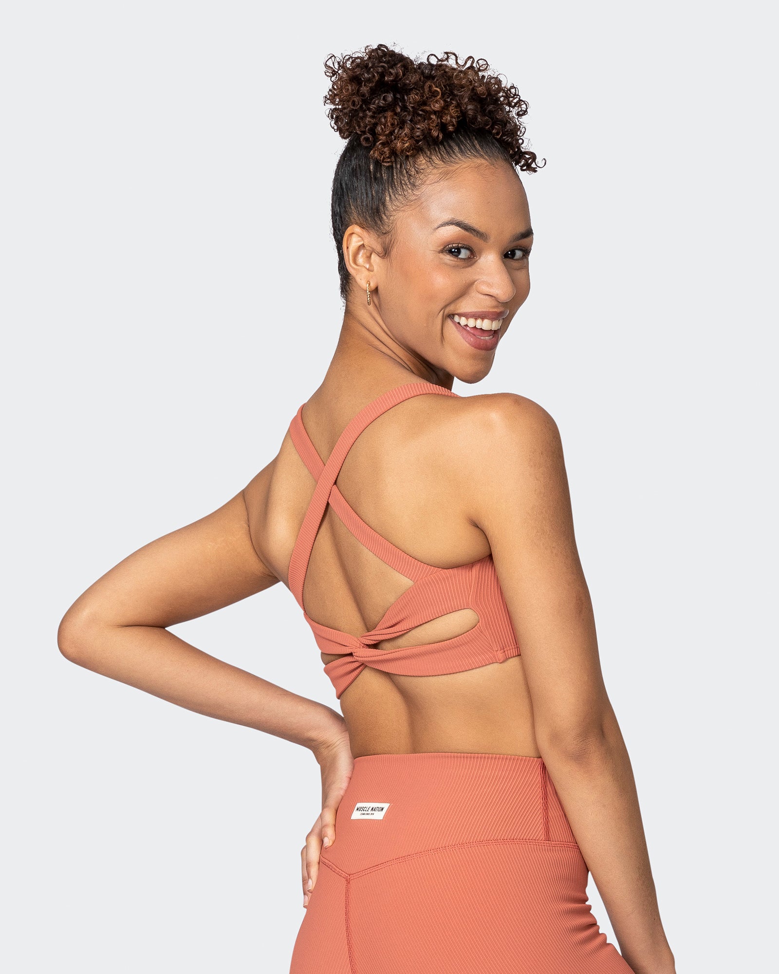 Twist Rib Bra - Burnt Sienna-Sports Bras-XS-042303BNTSNA-XS-MNAPPRL23305-7-Muscle Nation
