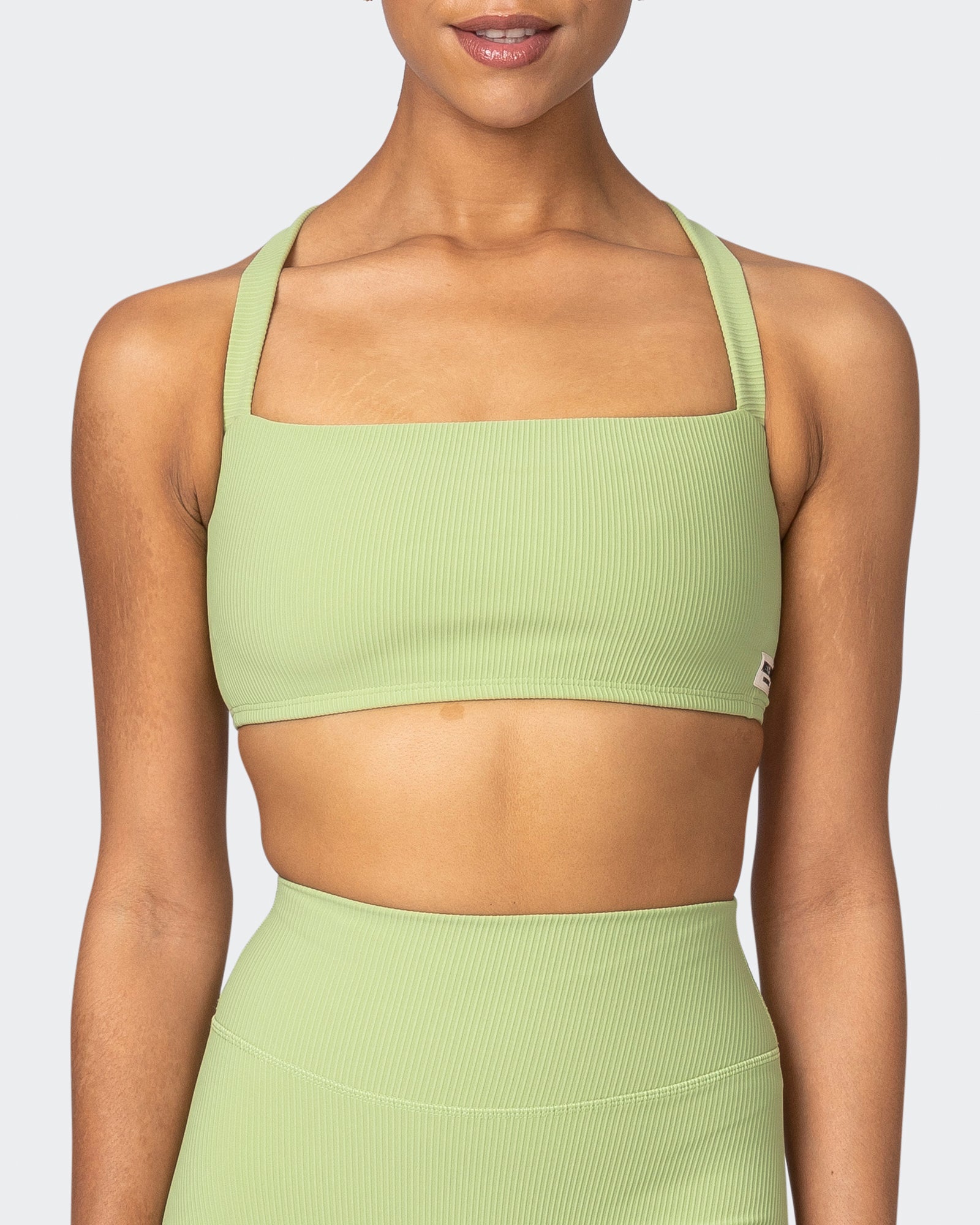 Twist Rib Bra - Matcha-Sports Bras-XS-042303MTCHA-XS-MNAPPRL23297-2-Muscle Nation