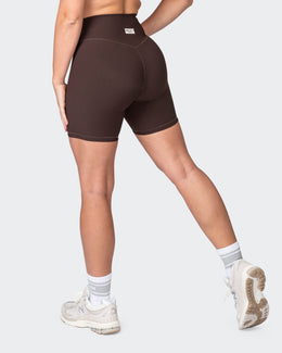 Zero Rise Rib Bike Shorts - Cocoa (Silicone Logo)-Shorts-XXS-042304COCOA-XXS-MNAPPRL23330-1-Muscle Nation