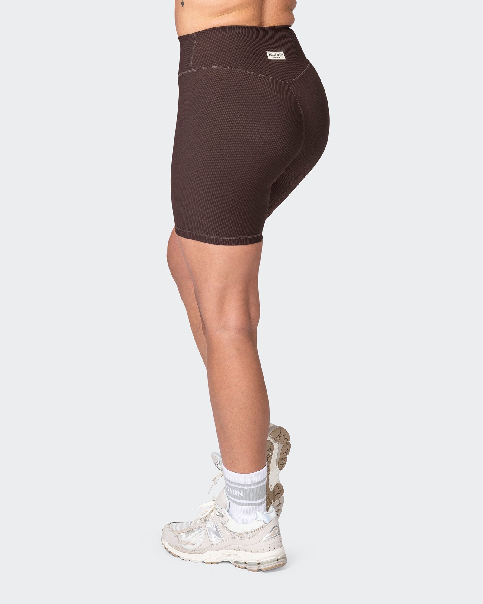 Zero Rise Rib Bike Shorts - Cocoa (Silicone Logo)-Shorts-XXS-042304COCOA-XXS-MNAPPRL23330-5-Muscle Nation
