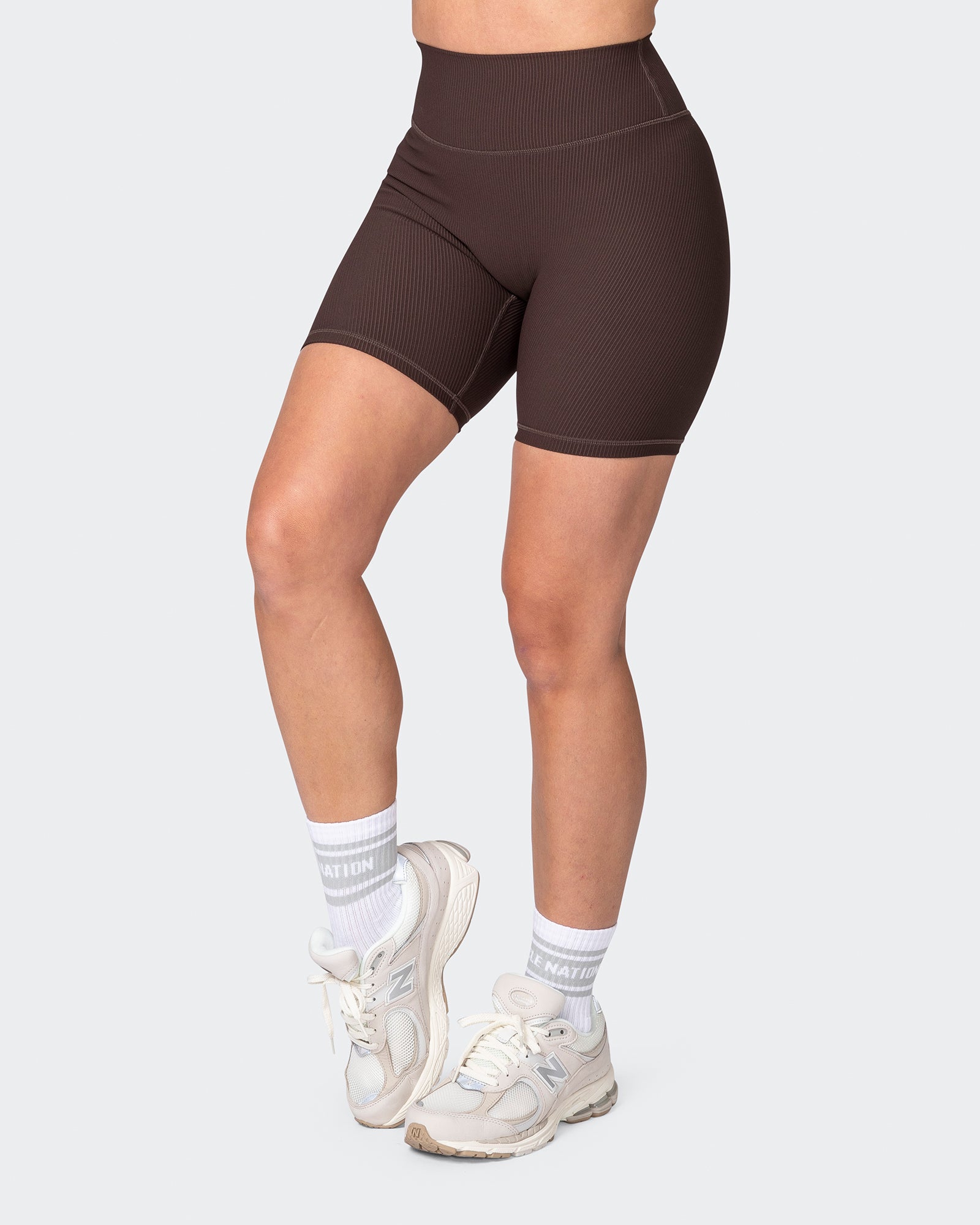 Zero Rise Rib Bike Shorts - Cocoa (Silicone Logo)-Shorts-XXS-042304COCOA-XXS-MNAPPRL23330-3-Muscle Nation