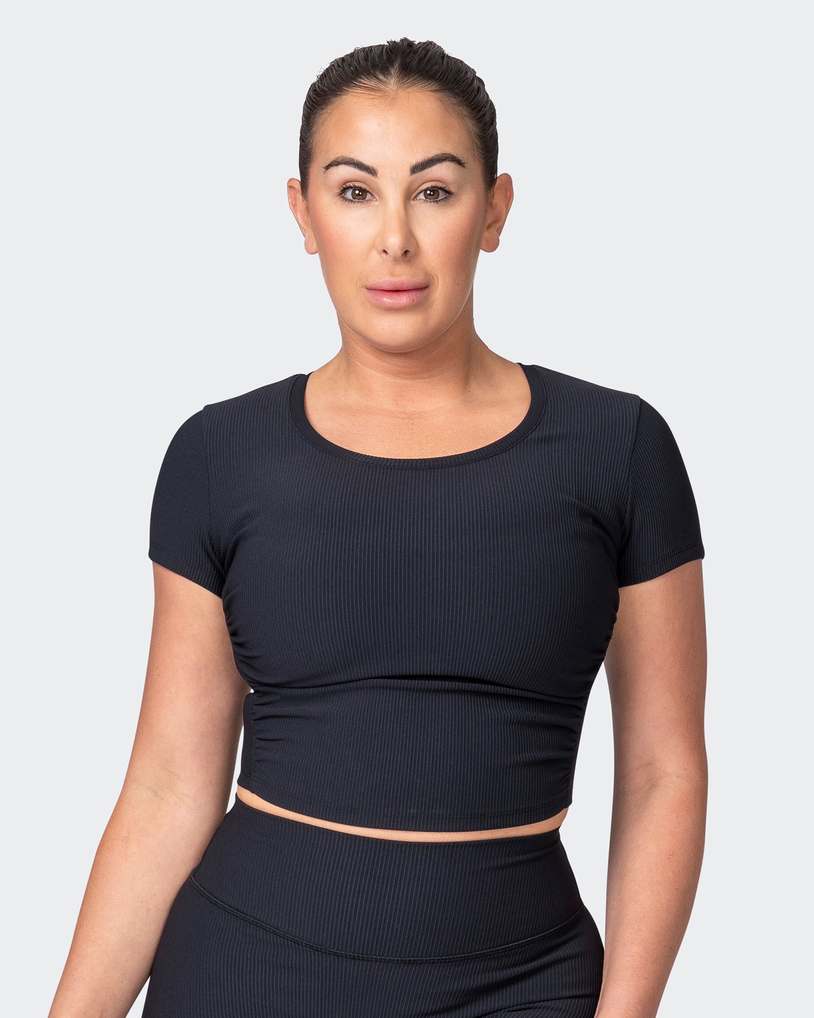 Rival Cropped Rib Top - Black-Tops-XXS-042301BLK-XXS-MNAPPRL23171-1-Muscle Nation
