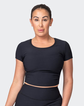 Rival Cropped Rib Top - Black-Tops-XXS-042301BLK-XXS-MNAPPRL23171-1-Muscle Nation