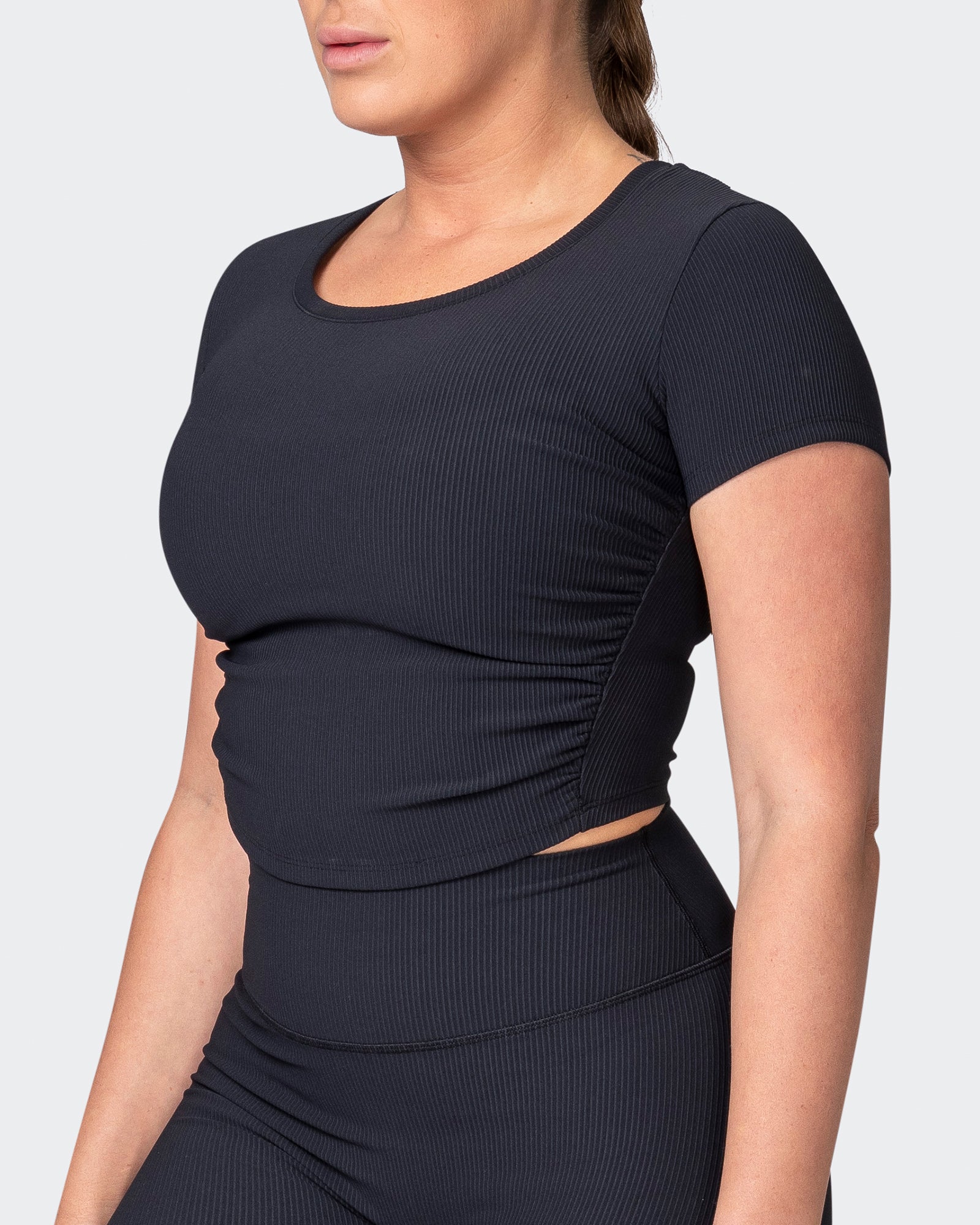 Rival Cropped Rib Top - Black-Tops-XXS-042301BLK-XXS-MNAPPRL23171-3-Muscle Nation