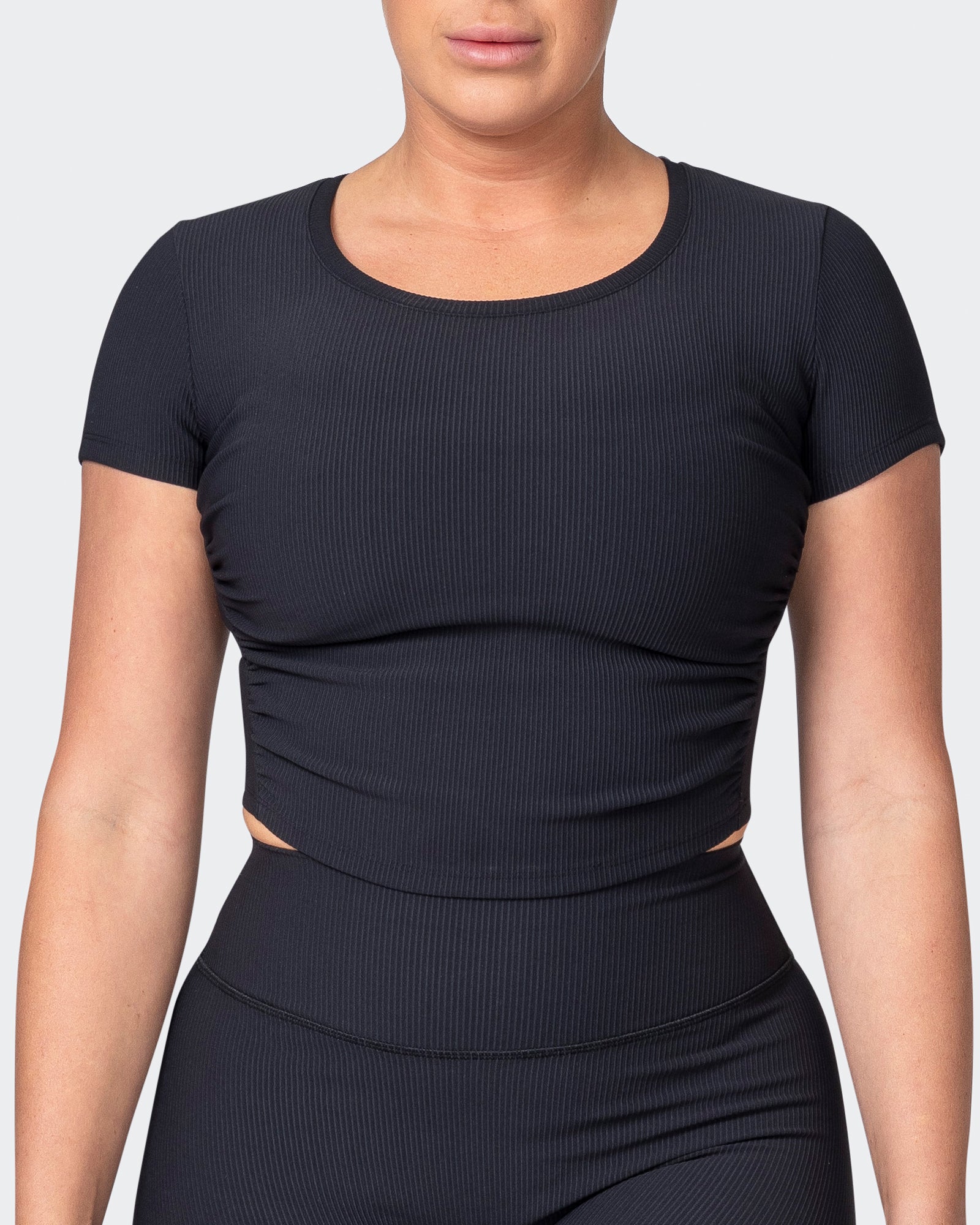 Rival Cropped Rib Top - Black-Tops-XXS-042301BLK-XXS-MNAPPRL23171-2-Muscle Nation