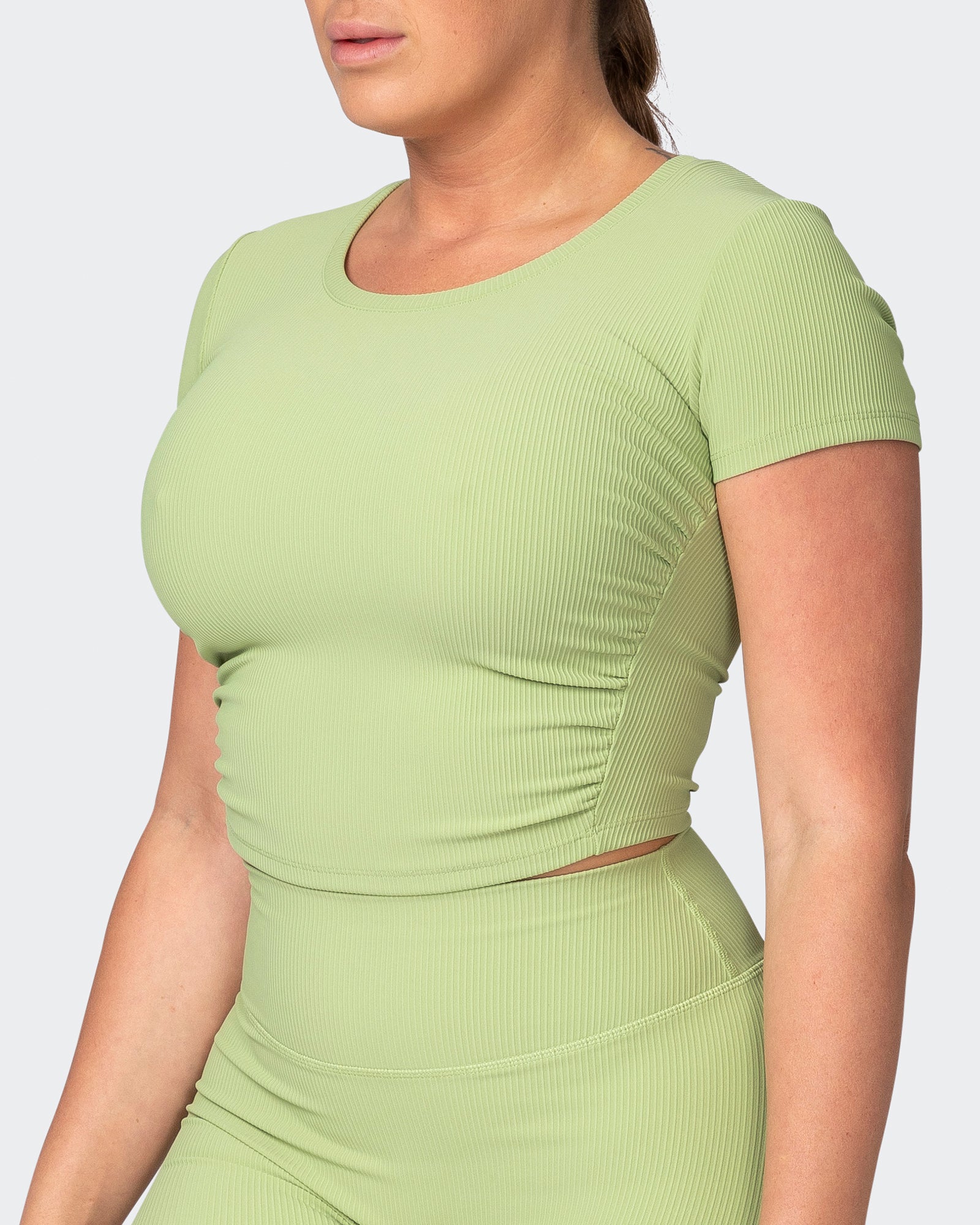 Rival Cropped Rib Top - Matcha-Tops-XXS-042301MTCHA-XXS-MNAPPRL23198-3-Muscle Nation