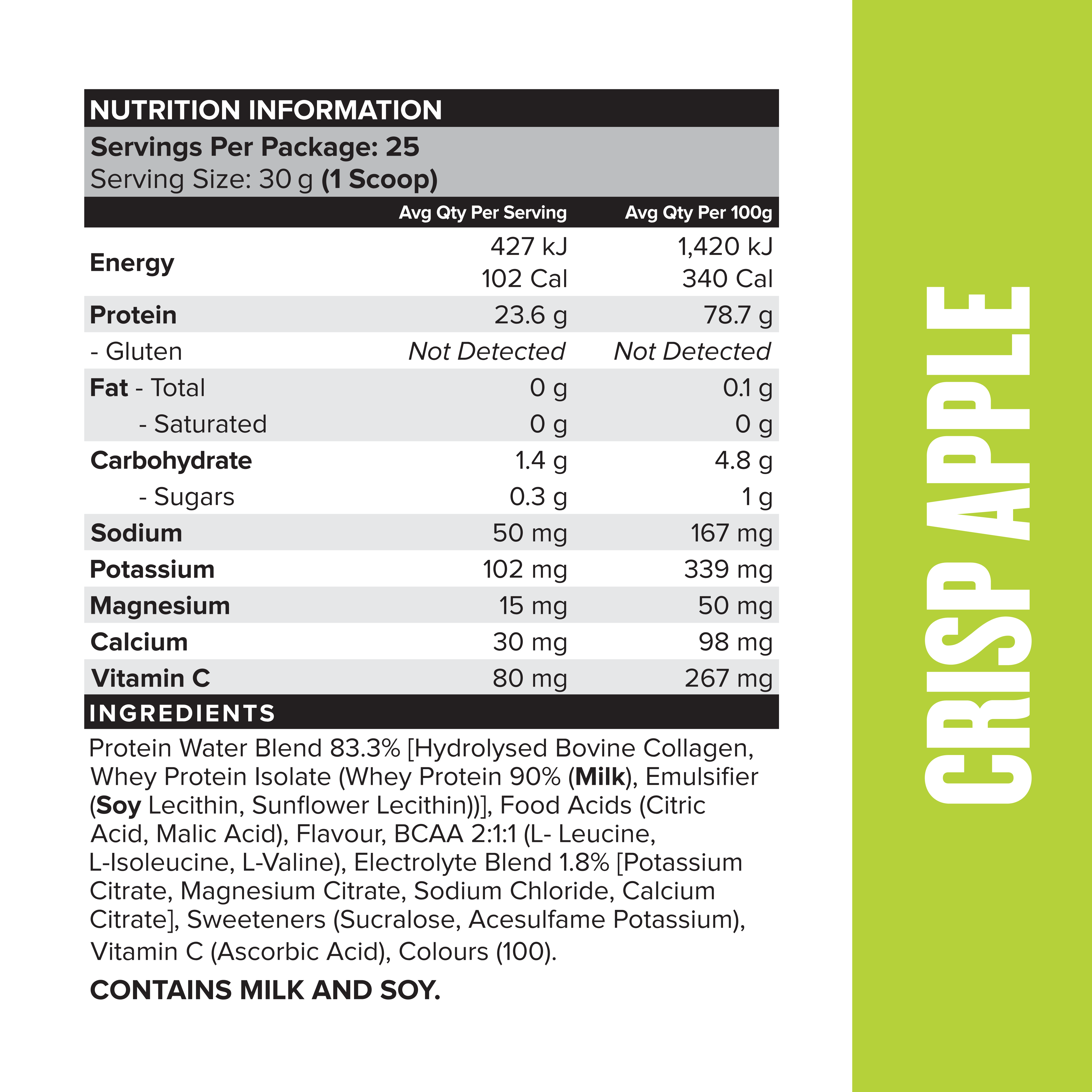 PROTEIN WATER - Crisp Apple - 25 serves 750g-Protein Waters-MNSUPPS0304-9359054001251-2-Muscle Nation