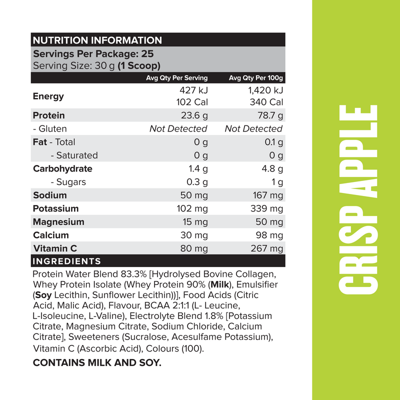 PROTEIN WATER - Crisp Apple - 25 serves 750g-Protein Waters-MNSUPPS0304-9359054001251-2-Muscle Nation