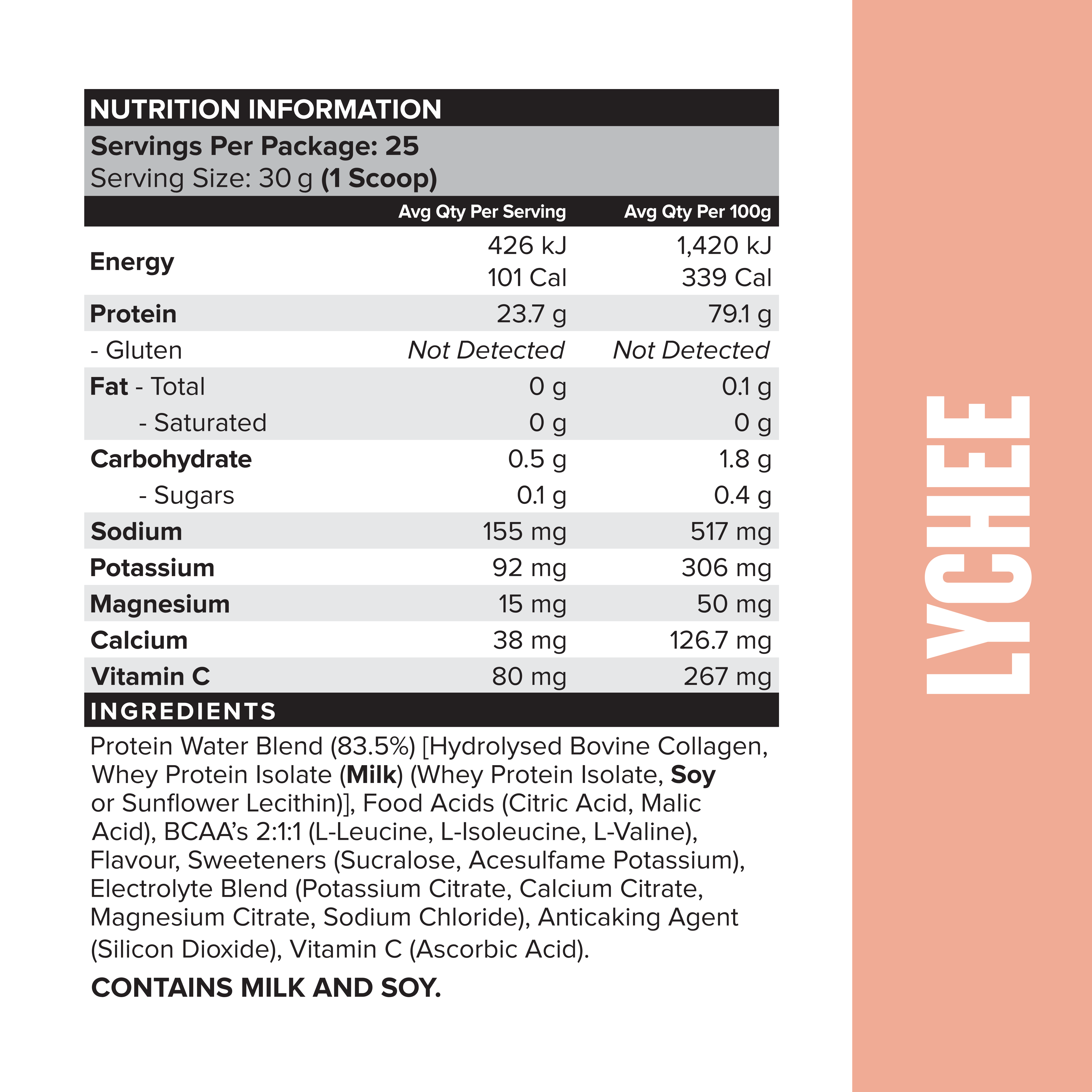 PROTEIN WATER - Lychee - 25 serves 750g-Protein Waters-MNSUPPS0369-9359054002104-3-Muscle Nation