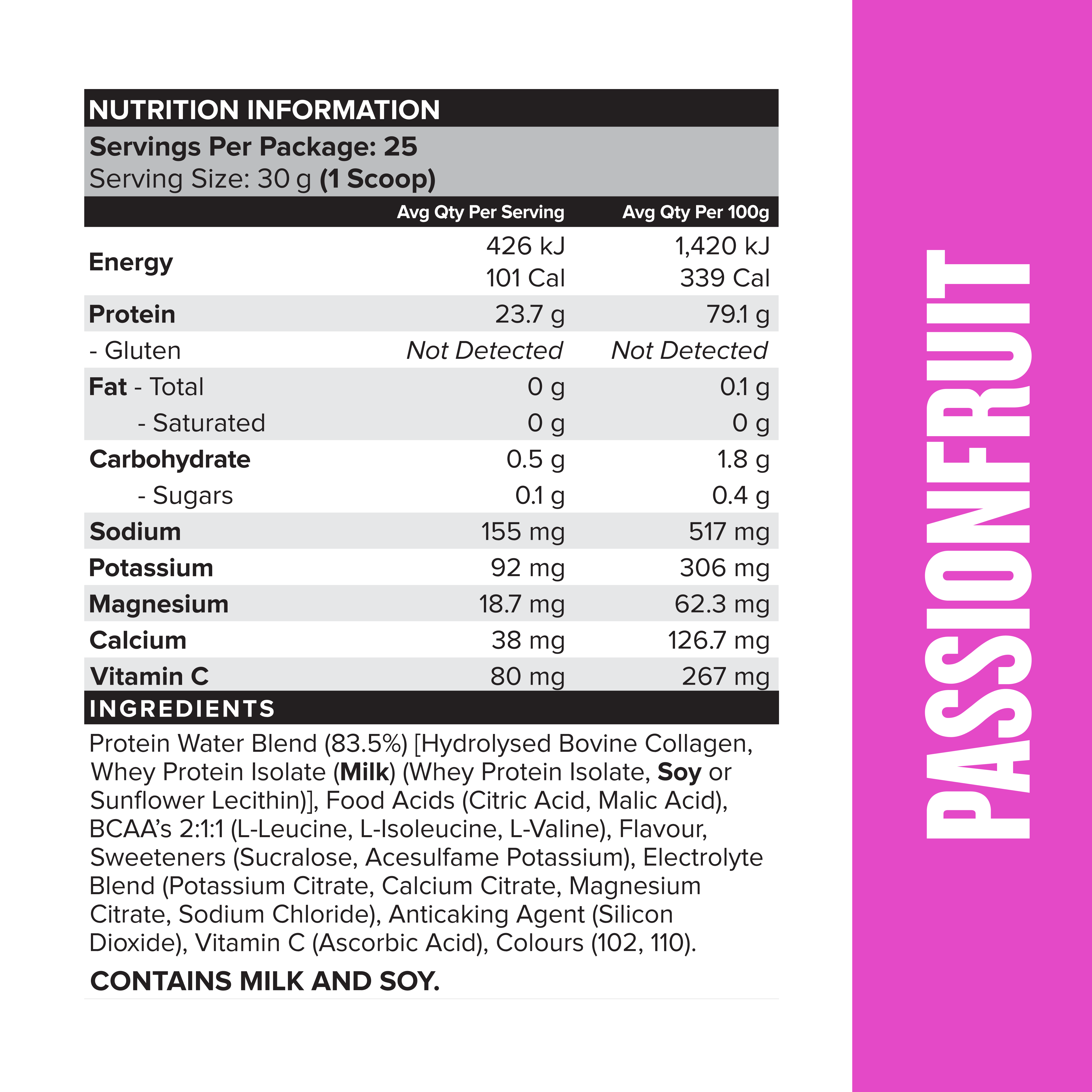 PROTEIN WATER - Passionfruit - 25 serves 750g-Protein Waters-MNSUPPS0370-9359054002098-3-Muscle Nation