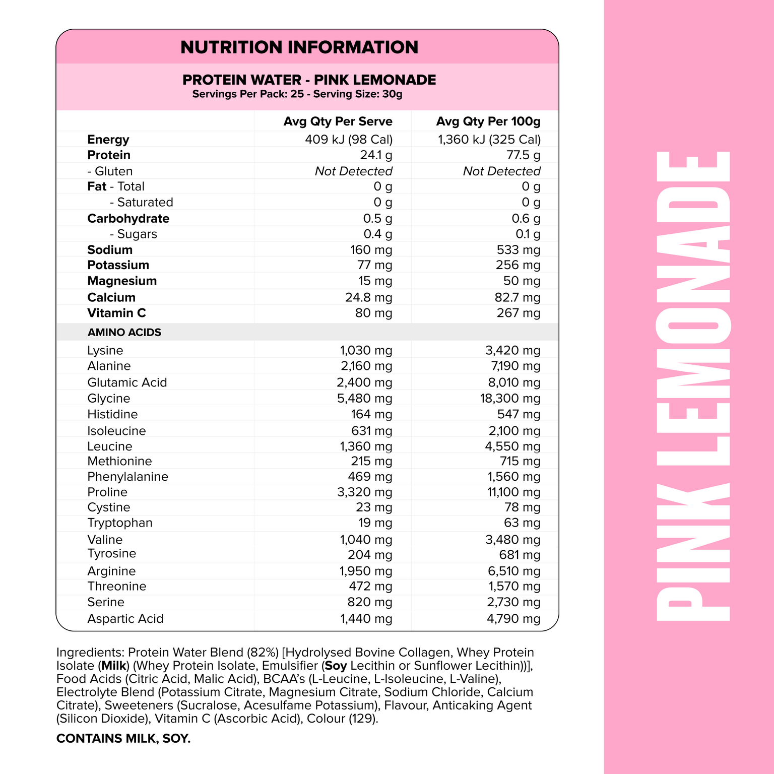 PROTEIN WATER - Pink Lemonade - 25 serves-Protein Waters-MNSUPPS0376-9359054002845-3-Muscle Nation
