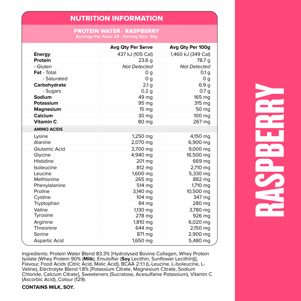 PROTEIN WATER - Raspberry - 25 serves