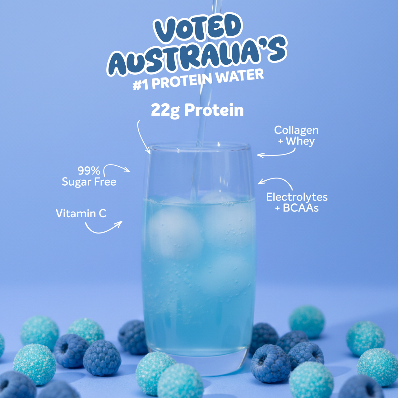 PROTEIN WATER - Sour Blue Raspberry - 25 serves-Protein Waters-MNSUPPS0380-9359054002784-2-Muscle Nation